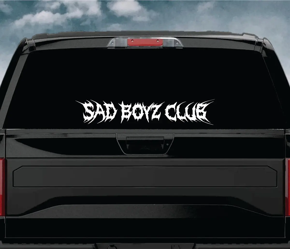 Sad Boyz Club V2 Car Decal Truck Window Windshield Jdm Sticker Vinyl Quote Drift Men Automobile Street Racing Broken Heart Club 1
