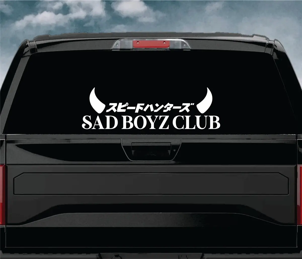 Sad Boyz Club V4 Car Decal Truck Window Windshield Jdm Banner Sticker Vinyl Quote Men Automobile Street Racing Broken Heart Club Japanese Speedhunter 1