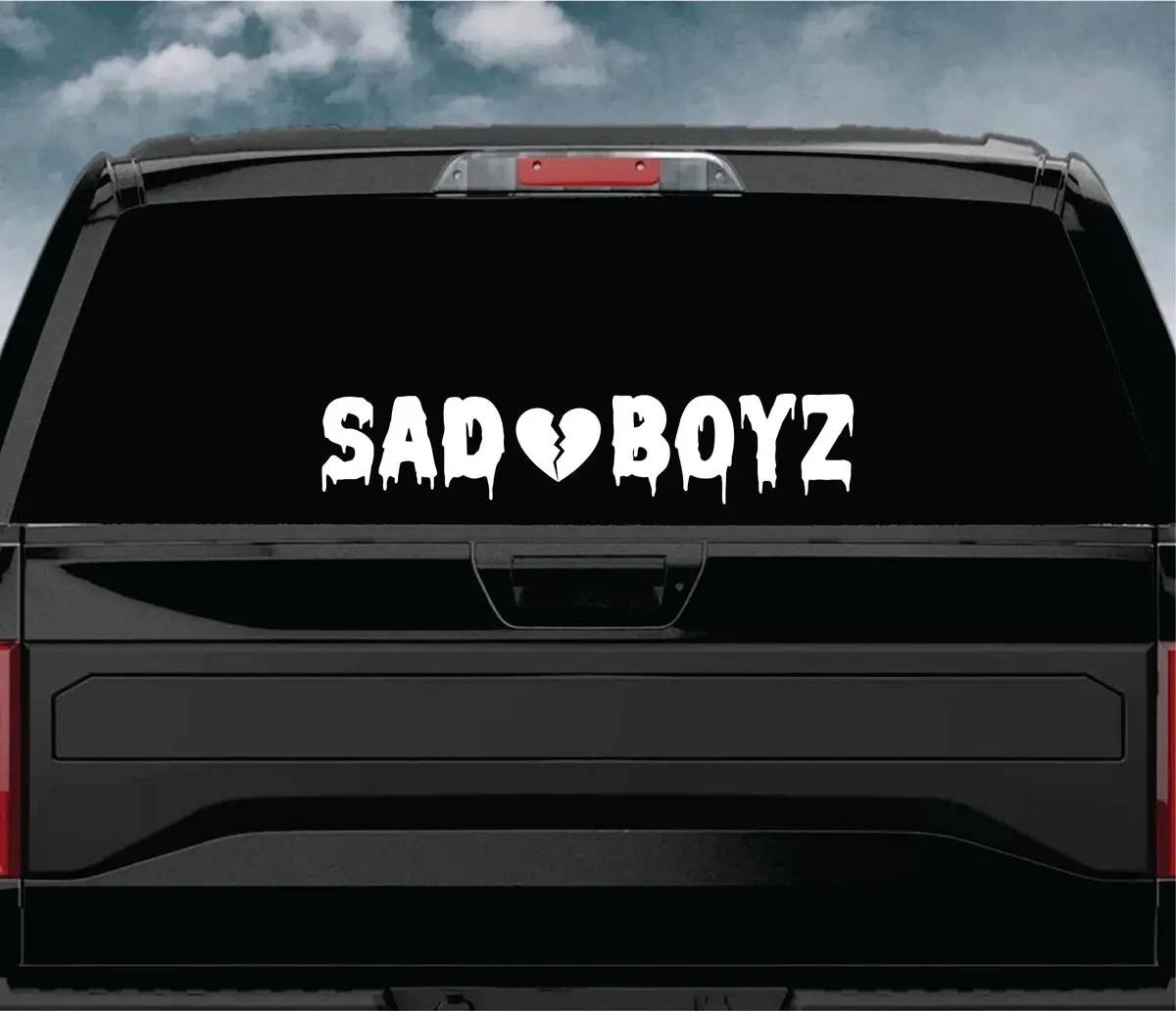 Sad Boyz V13 Car Decal Truck Window Windshield Jdm Sticker Vinyl Quote Drift Men Automobile Street Racing Sadboyz Broken Heart Club Japanese 2