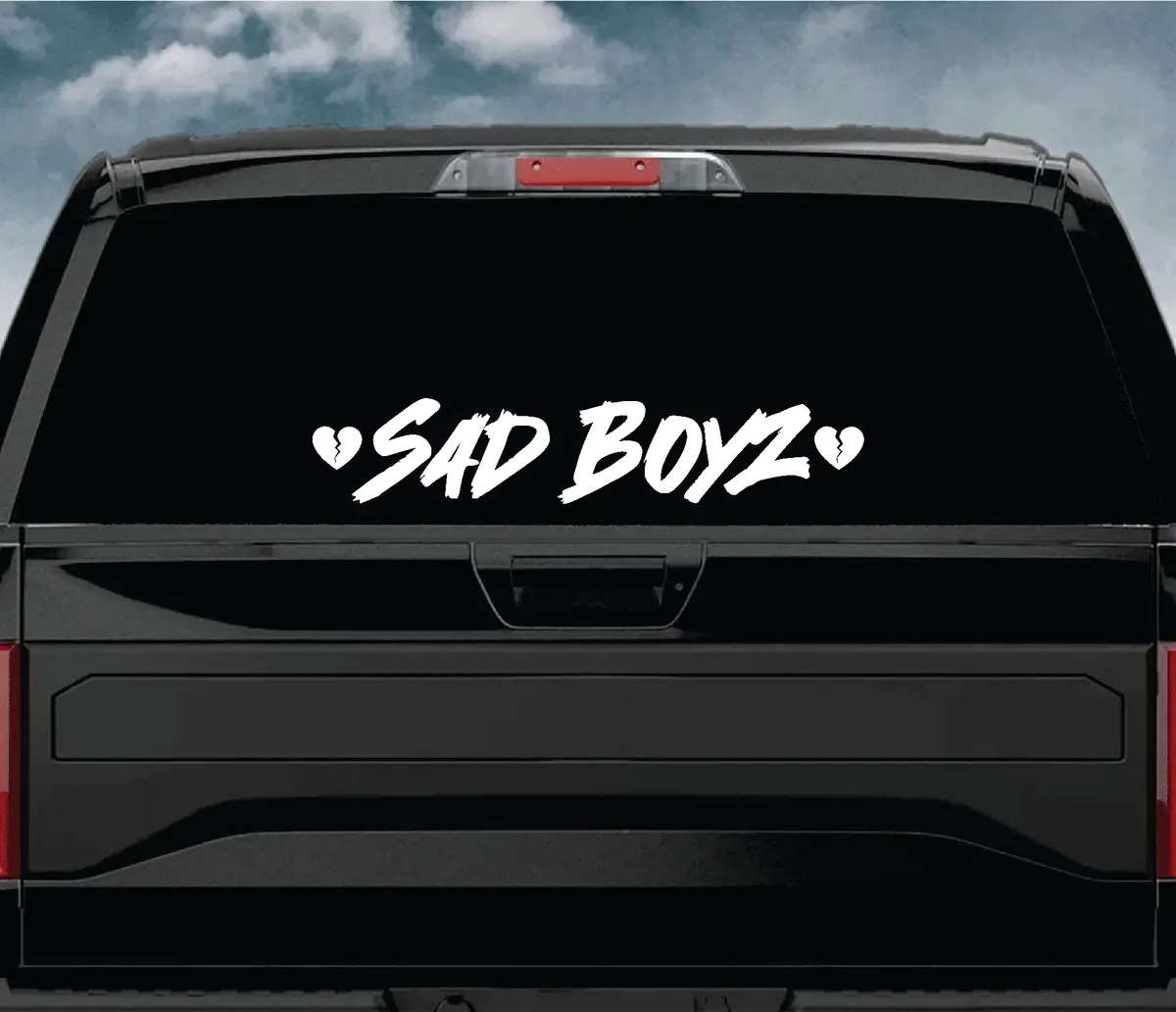 Sad Boyz V8 Car Decal Truck Window Windshield Jdm Sticker Vinyl Quote Drift Men Automobile Street Racing Broken Heart Club Japanese 1