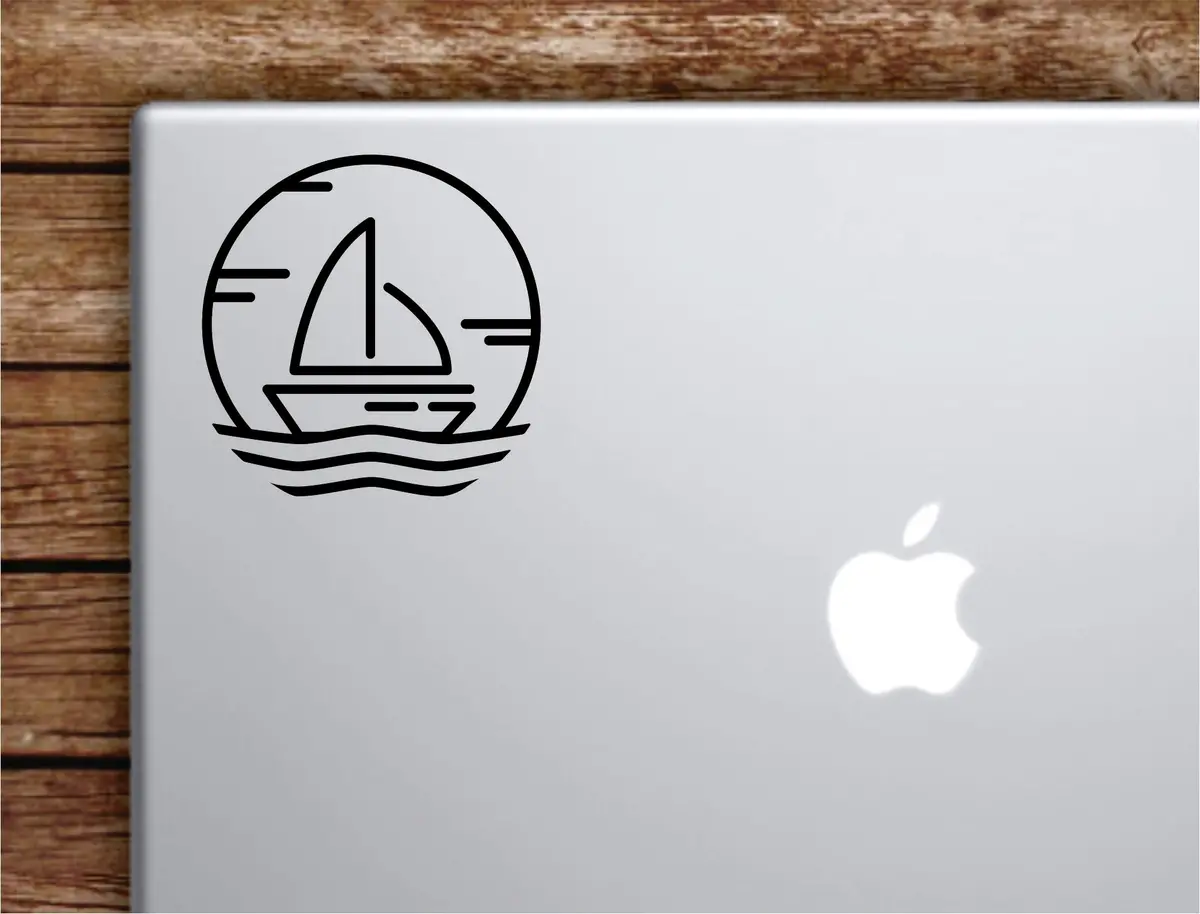 Sailboat V2 Laptop Decal Sticker Vinyl Art Quote Macbook Apple Decor Car Window Truck Boat Nautical Ocean Beach 1