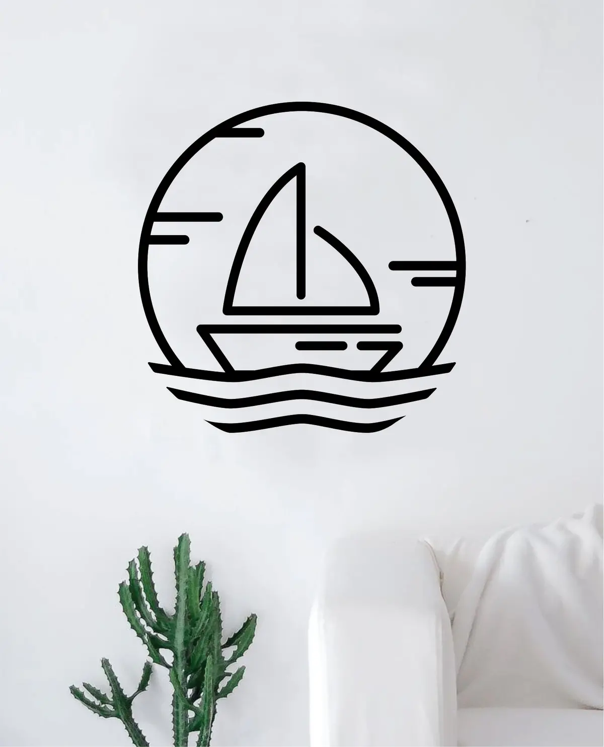 Sailboat V2 Wall Decal Decor Art Sticker Vinyl Room Bedroom Home Nursery Kids Teen Boat Ocean Beach Nautical Sea 1