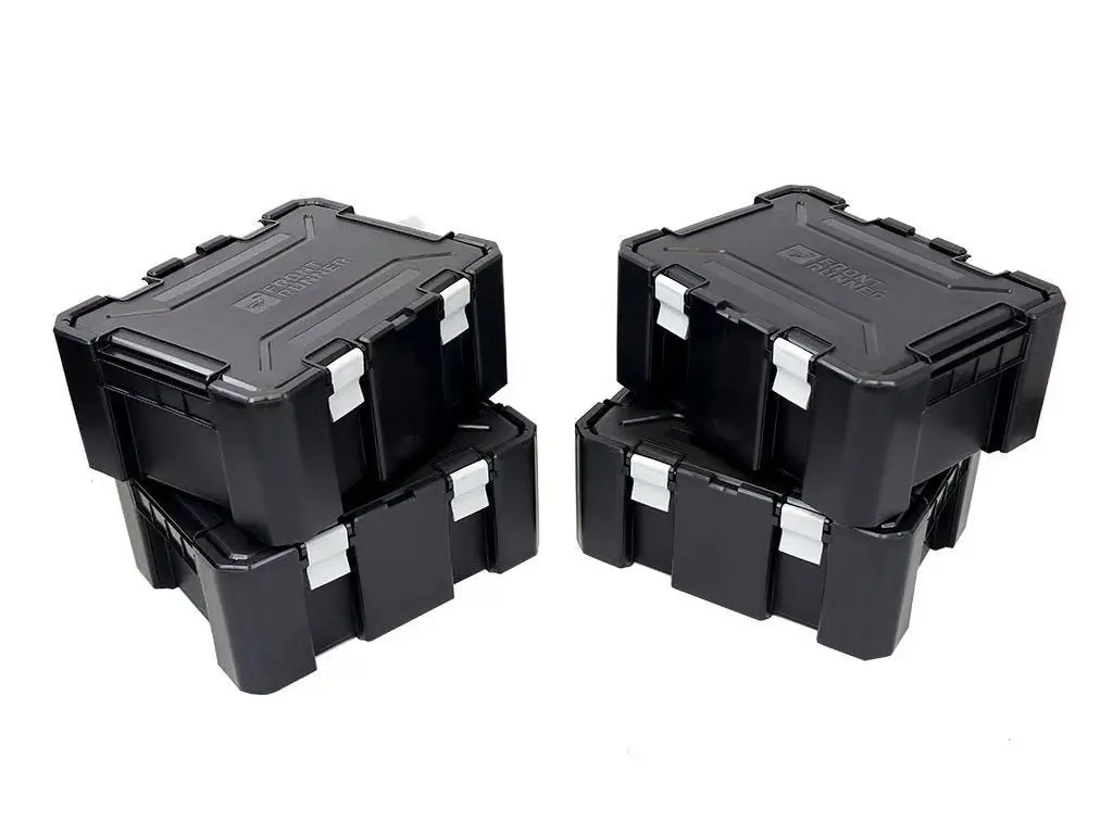 Front Runner Wolf Pack Pro Quad Set – 4 Heavy-Duty Storage Boxes For Truck Or Roof Rack – Black Impact-Resistant Plastic, Stackable Design (4Pc) 1