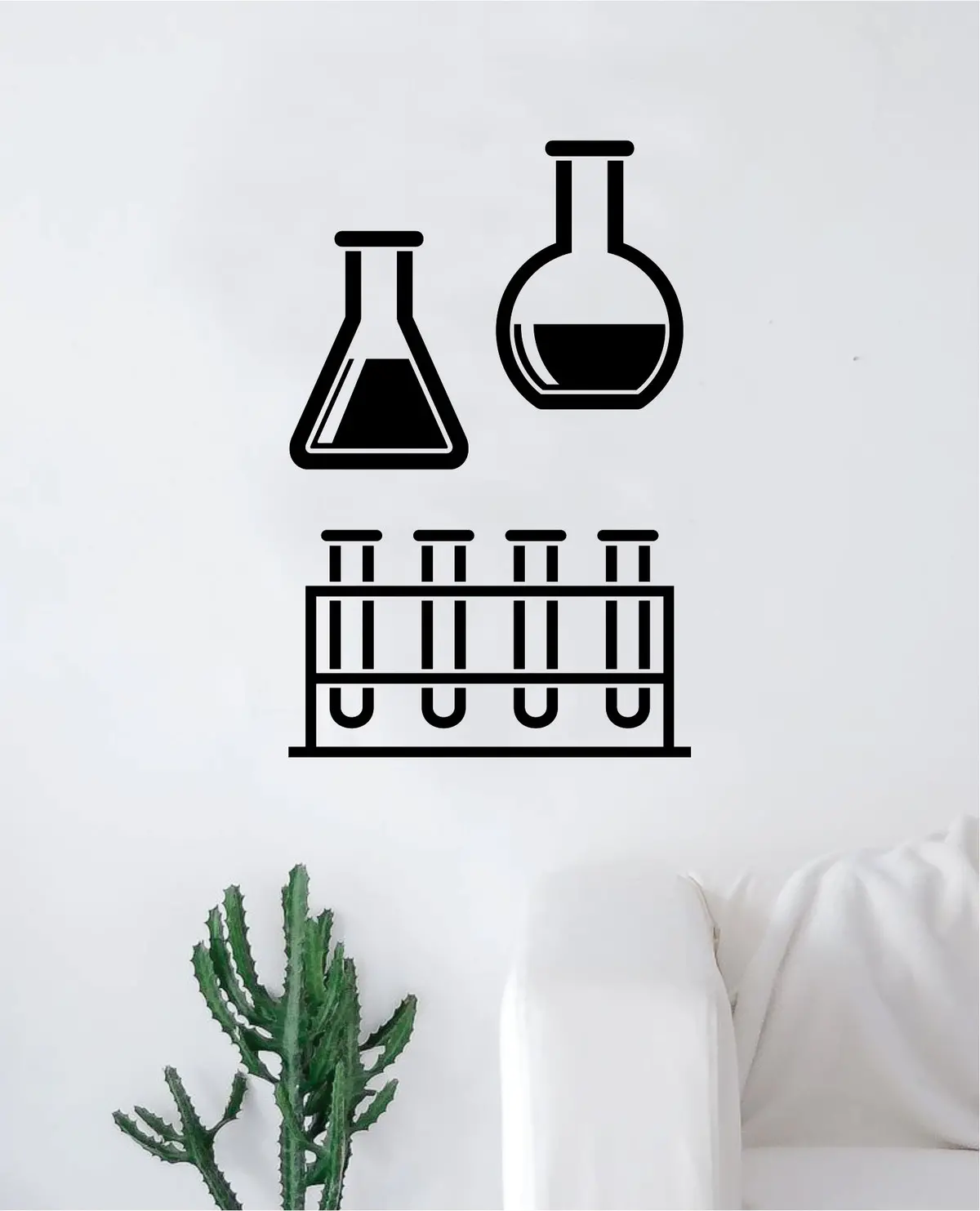Science Beakers V3 School Class Decal Sticker Wall Vinyl Art Home Room Decor Teacher Smart Think Chemist Teen Kids 1