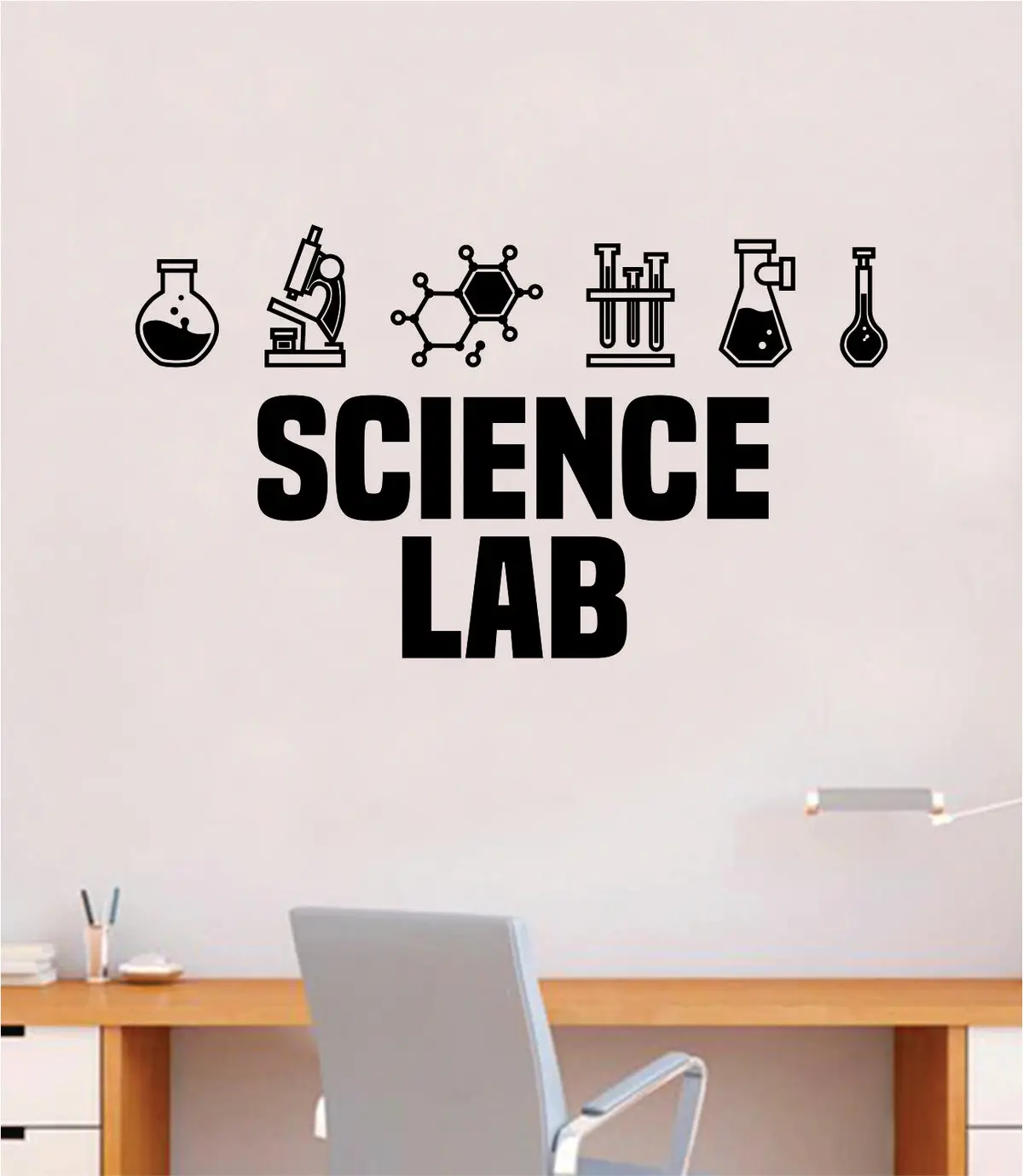 Science Lab V2 Quote Decal Sticker Wall Vinyl Art Home Room Decor Teacher School Classroom Work Job Smart Learn Chemist 1