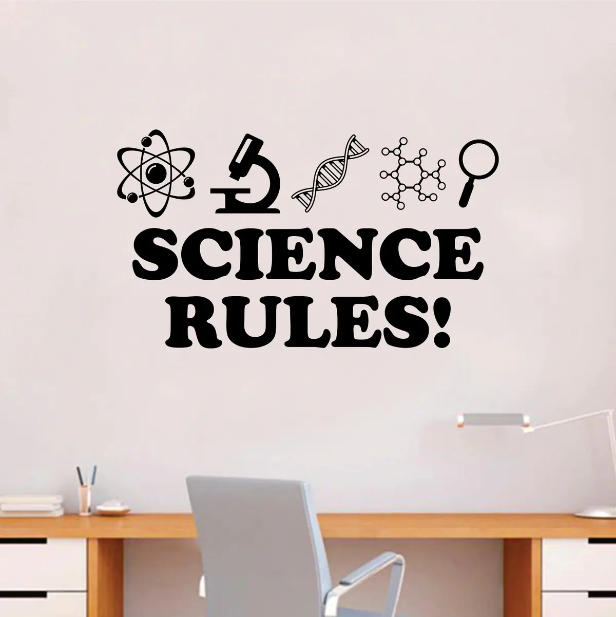 Science Rules Wall Decal Sticker Vinyl Art Home Room Decor Teacher School Scientist Chemistry Classroom Lab Class 1