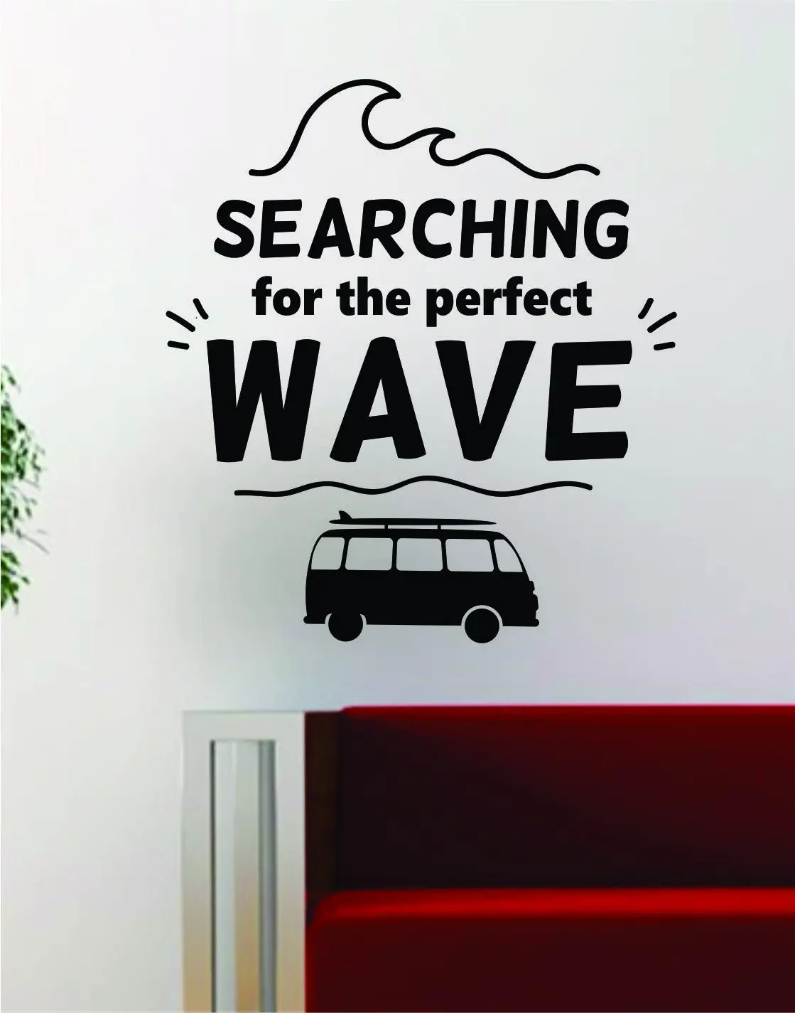 Searching For The Perfect Wave Quote Wall Decal Decor Art Vinyl Room Nautical Beach Ocean Surf Vw Mini Bus 1