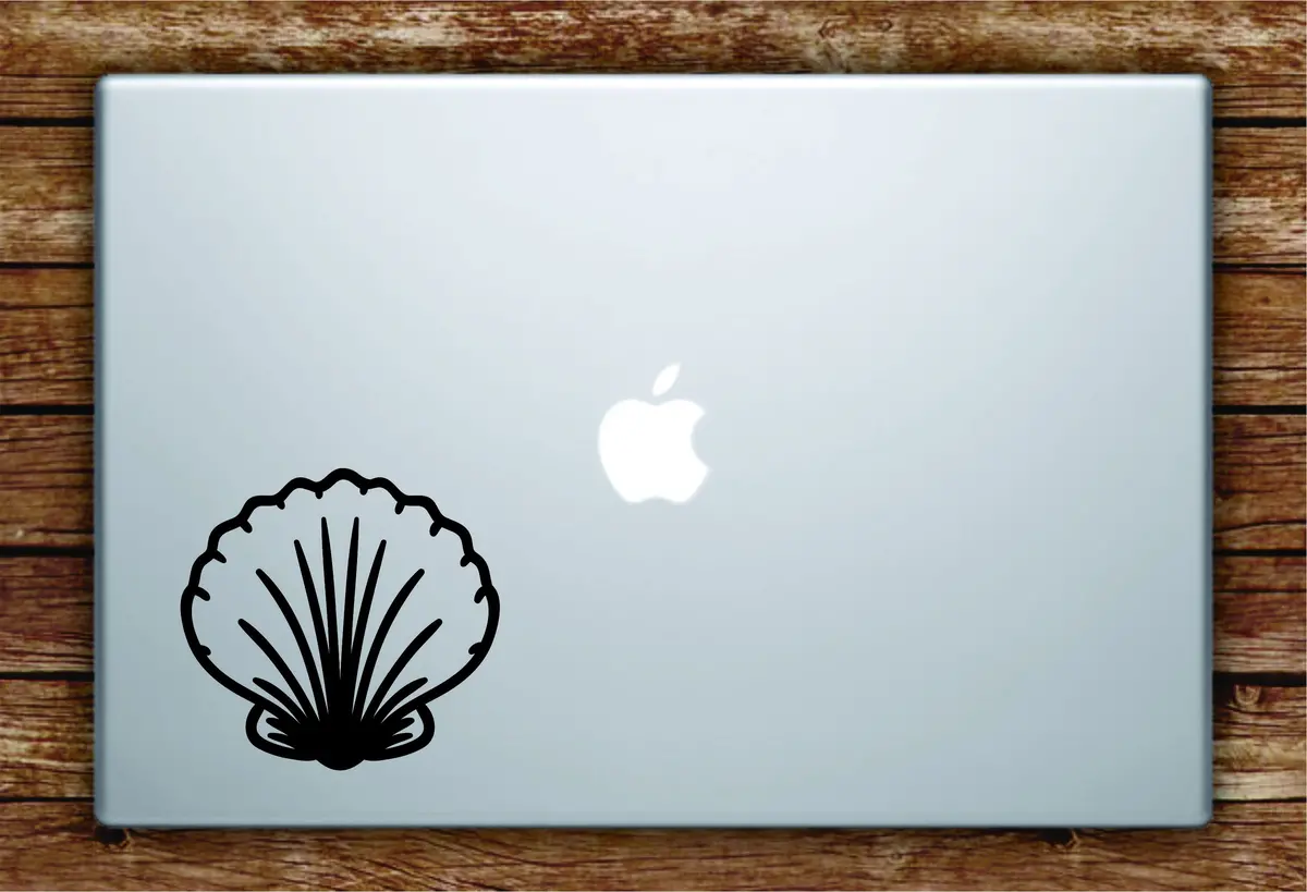 Seashell Laptop Apple Macbook Quote Wall Decal Sticker Art Vinyl Quote Ocean Beach Nautical Shell Fish Cute 1
