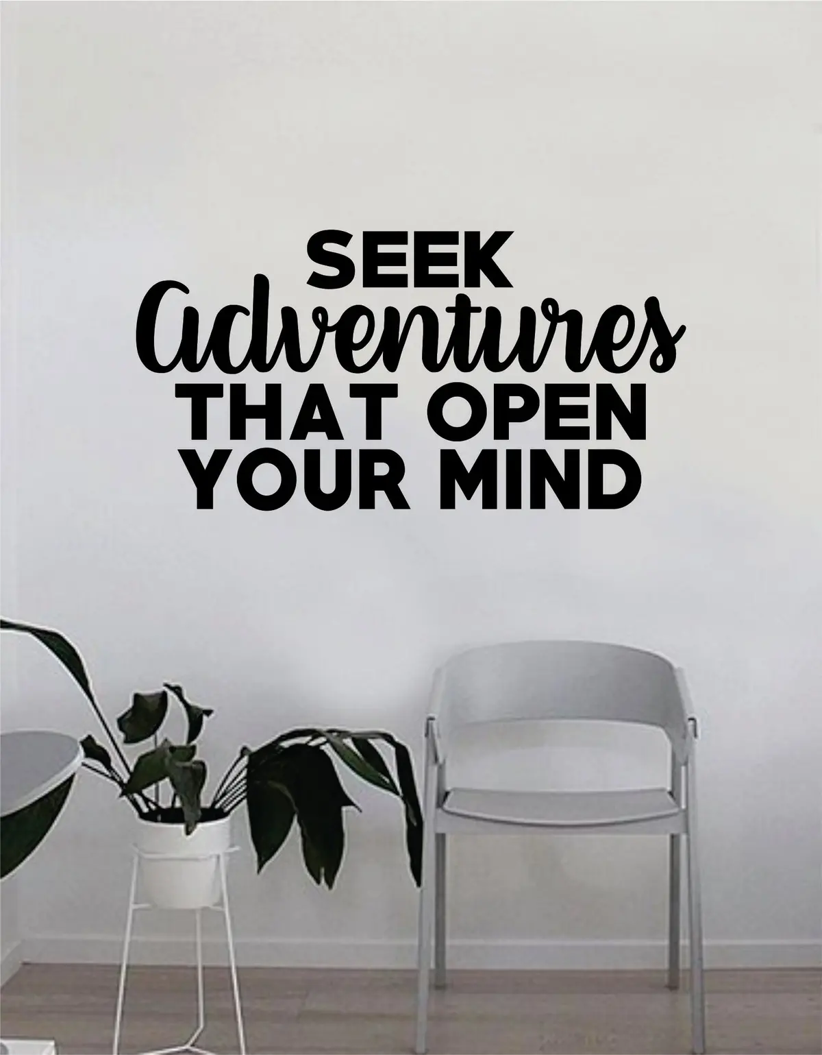 Seek Adventures That Open Your Mind Quote Wall Decal Sticker Room Bedroom Art Vinyl Decor Decoration Teen Inspirational Adventure Travel Mountains Explore Wanderlust 1