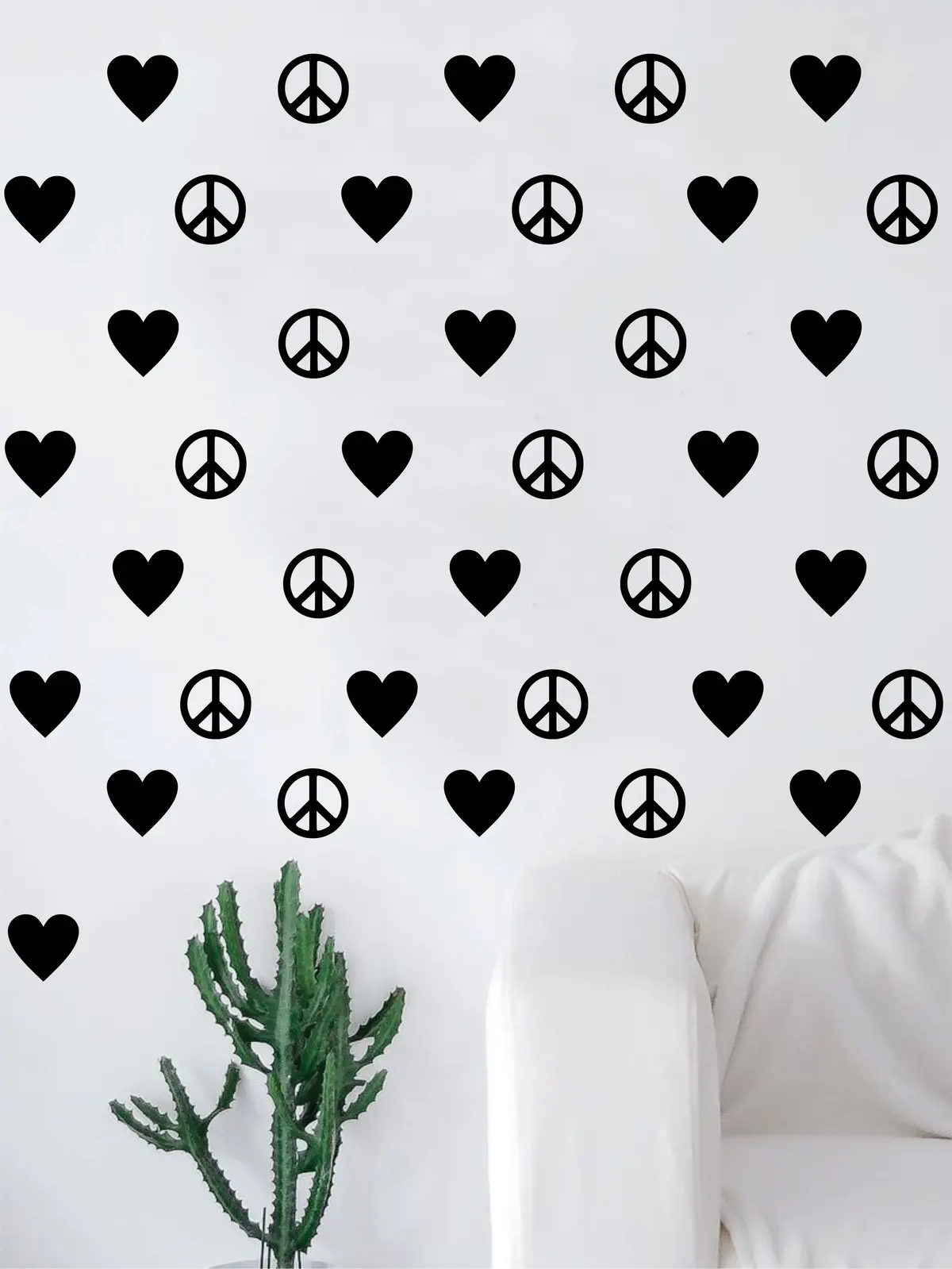 Set Of 24 Hearts And 24 Peace Signs Pattern Decal Sticker Wall Vinyl Art Home Decor Teen Love 1