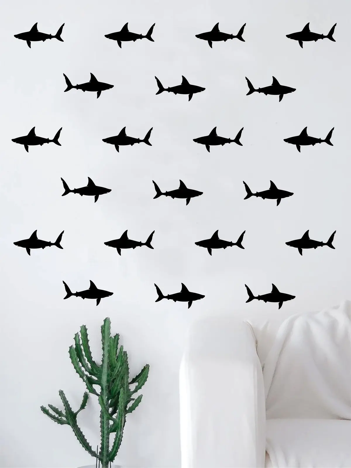 Set Of 42 Sharks Pattern Decal Sticker Wall Vinyl Art Home Decor Teen Nursery Animals Ocean Beach Fish Nautical 1