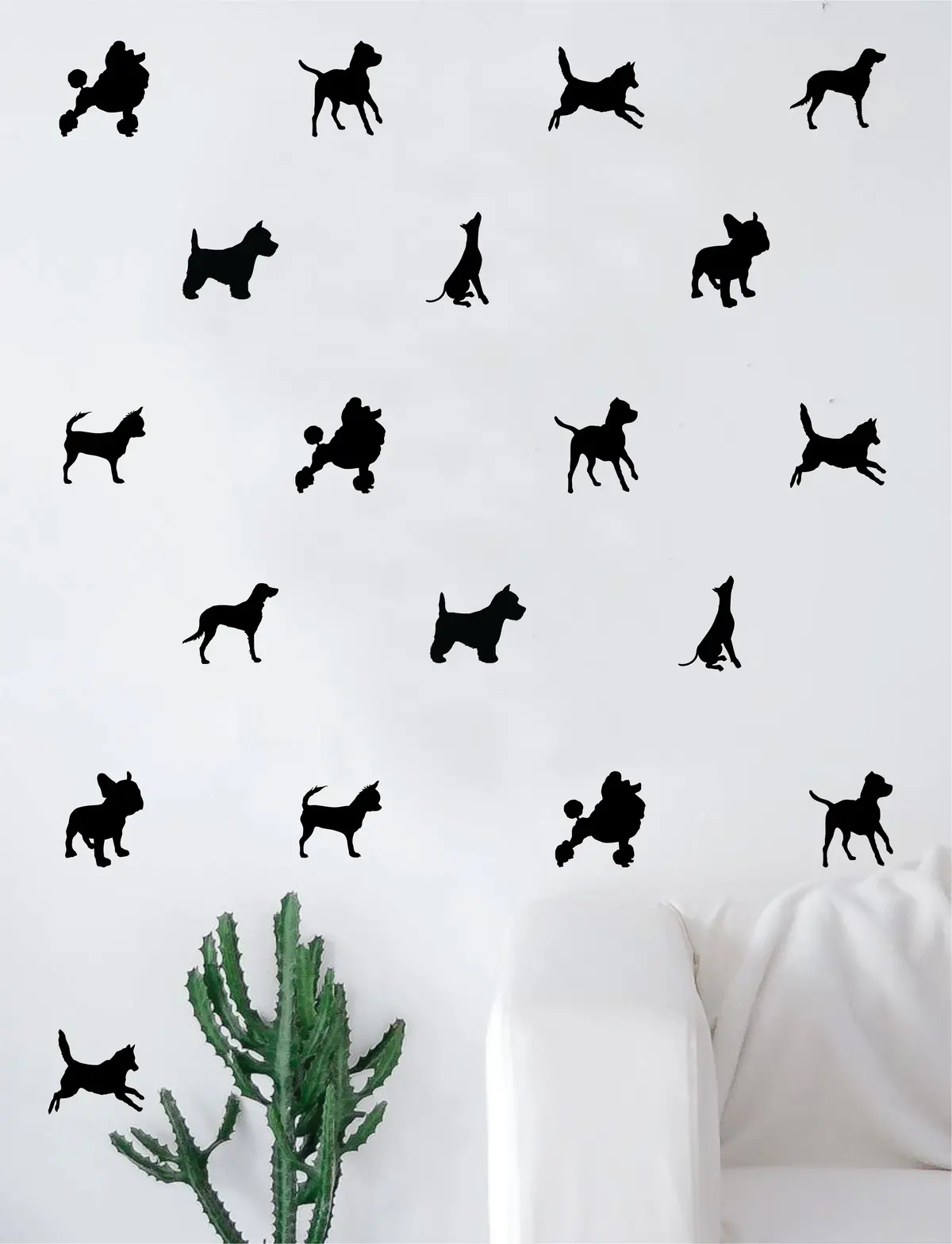 Set Of 40 Dog Silhouettes Pattern Decal Sticker Wall Vinyl Art Home Decor Cute Animals Puppy Doggy Rescue Vet 1