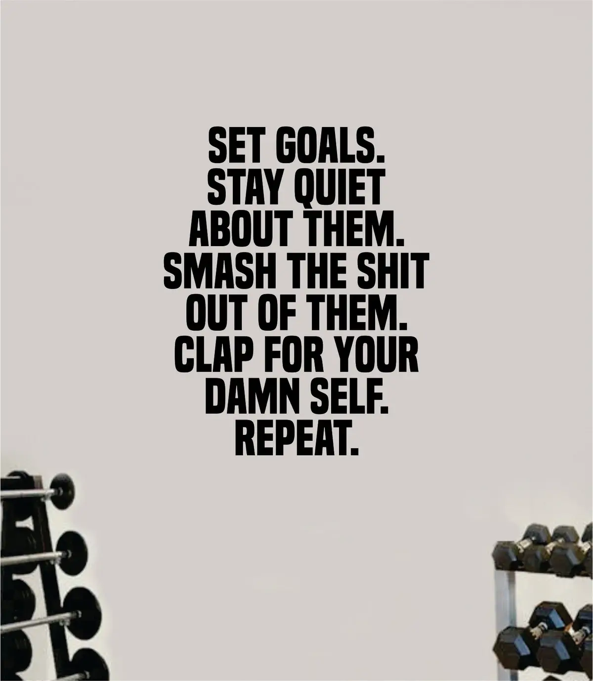 Set Goals Fitness Gym Quote Health Work Out Decal Sticker Vinyl Art Wall Room Decor Teen Motivation Inspirational Girls Lift 1