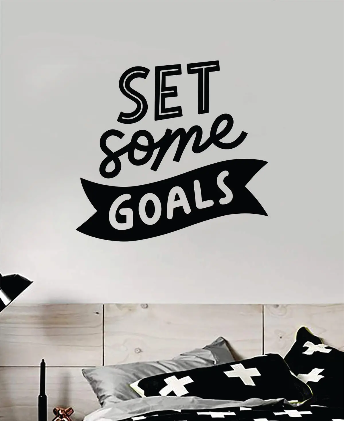 Set Some Goals Quote Wall Decal Sticker Bedroom Room Art Vinyl Inspirational Motivational Kids Teen Baby Nursery School Gym Fitness Sports 1