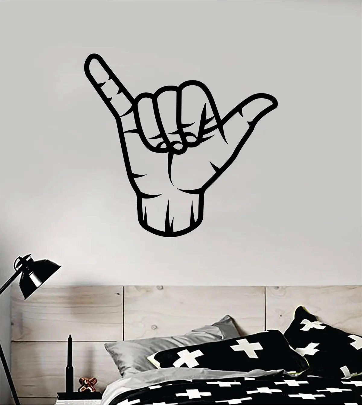 Shaka V2 Hang Loose Hand Quote Wall Decal Sticker Room Bedroom Art Vinyl Decpr Decoration Teen Inspirational Adventure Surf Surfer Sports Ocean Beach Hawaiian Aloha 1