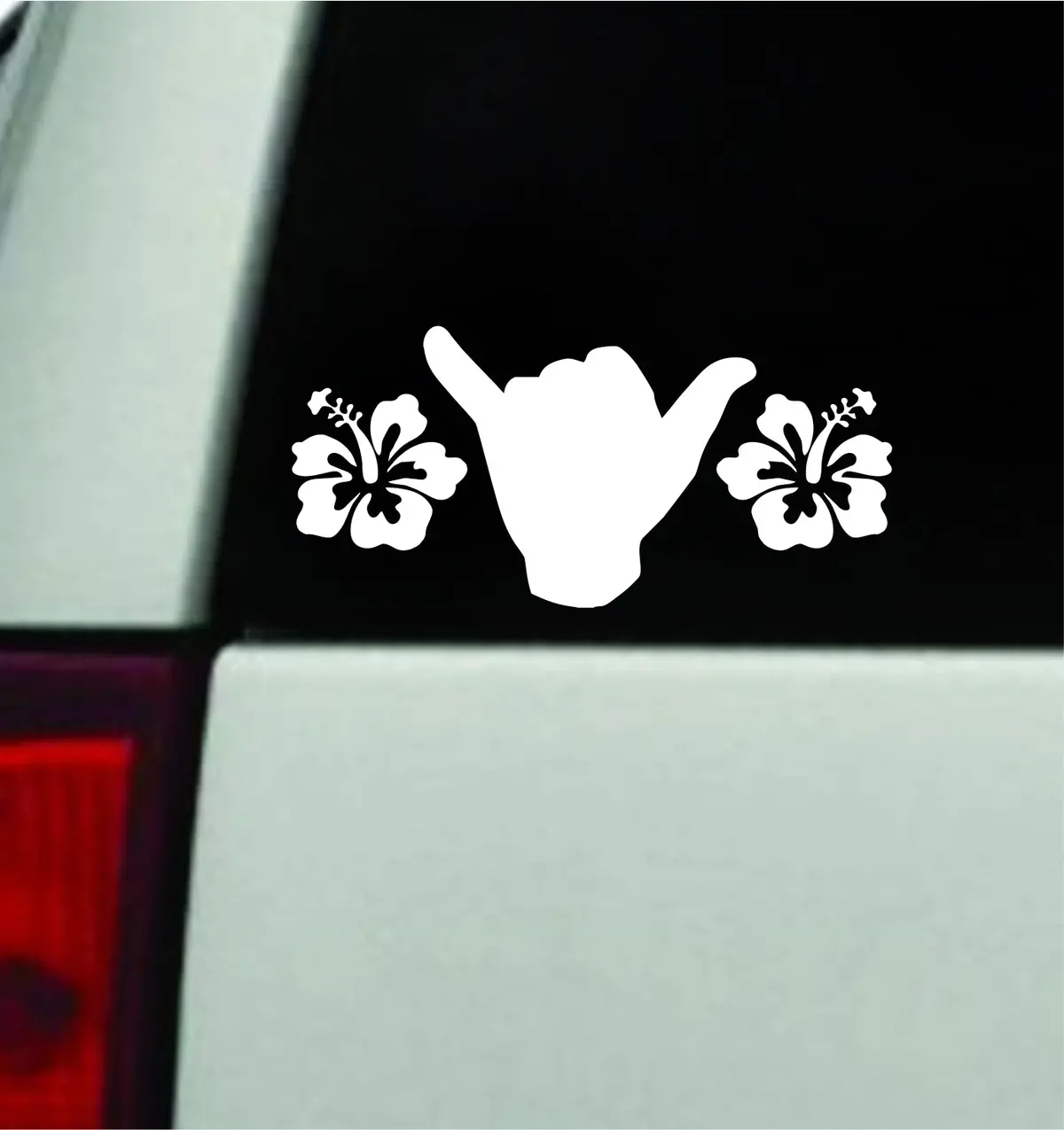 Shaka Hibiscus Flowers Car Decal Truck Window Windshield Mirror Jdm Bumper Sticker Vinyl Quote Men Girls Hawaii 1