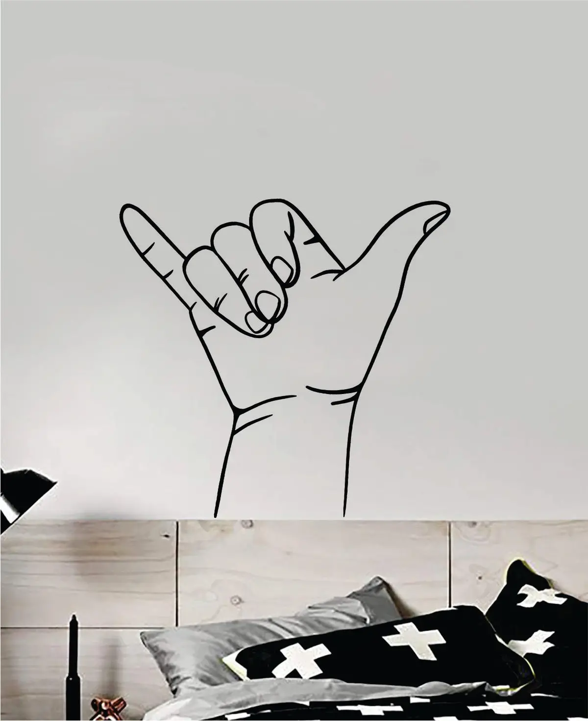 Shaka V4 Hang Loose Hand Quote Wall Decal Sticker Room Bedroom Art Vinyl Decor Teen Inspirational Surf Ocean Beach Hawaiian Aloha 1