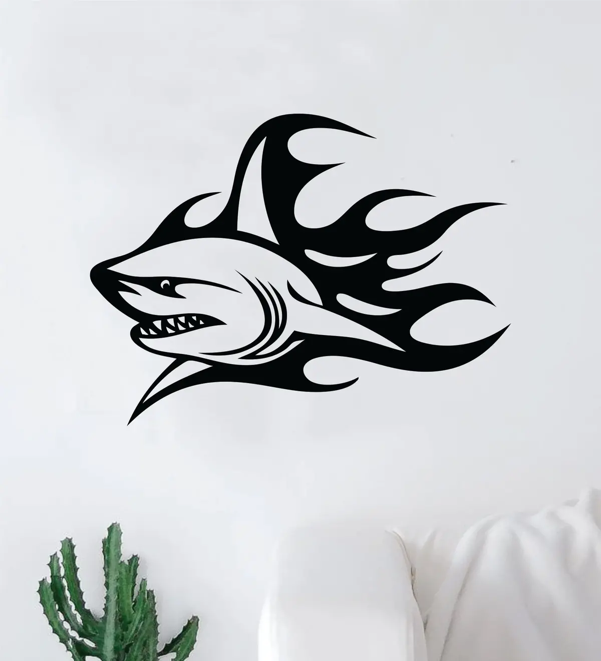 Shark V16 Wall Decal Home Decor Art Vinyl Sticker Bedroom Baby Boy Girl Teen School Animal Ocean Beach Fish Flames 1