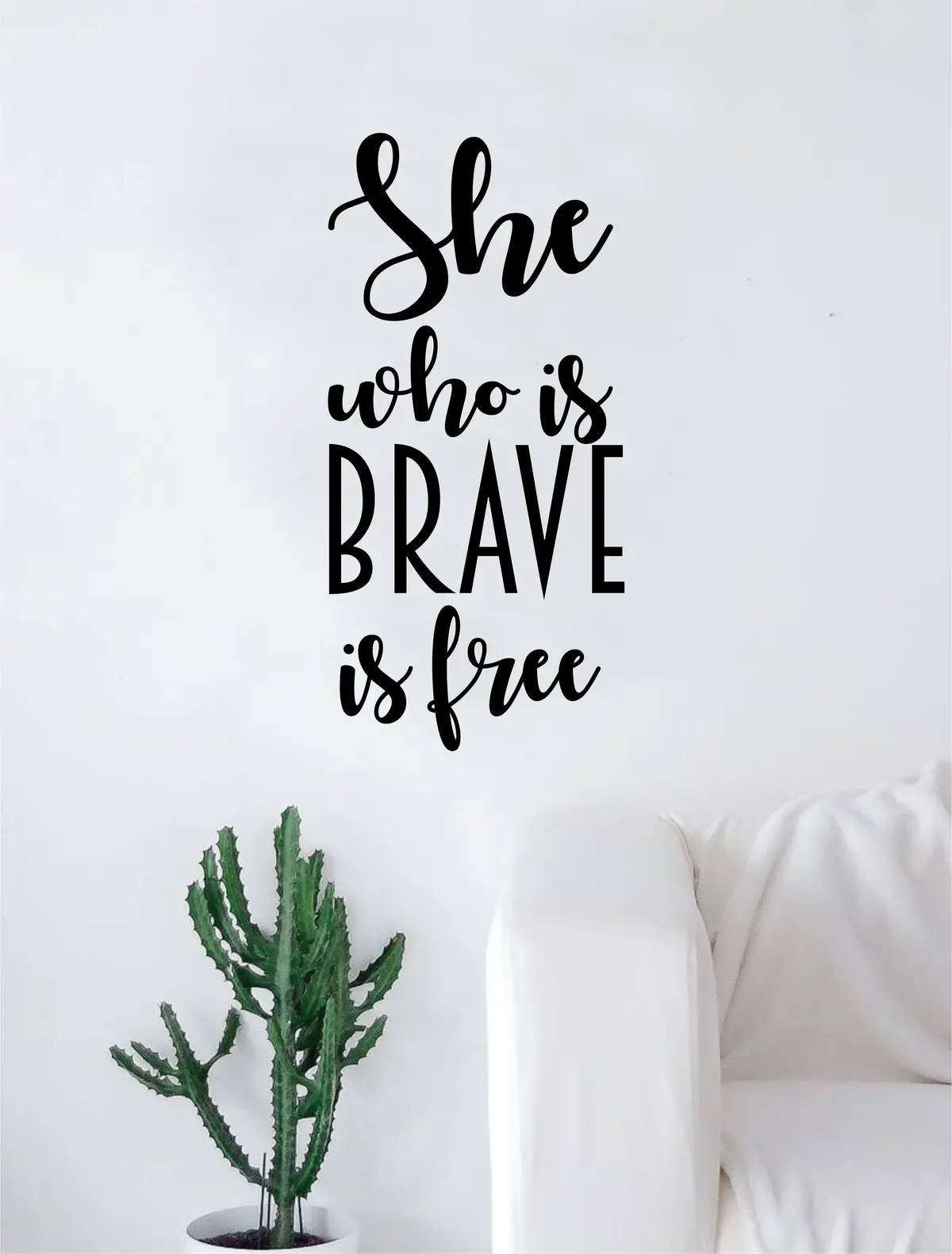 She Who Is Brave Is Free Quote Decal Sticker Wall Vinyl Art Home Decor Inspirational Girls Women 1