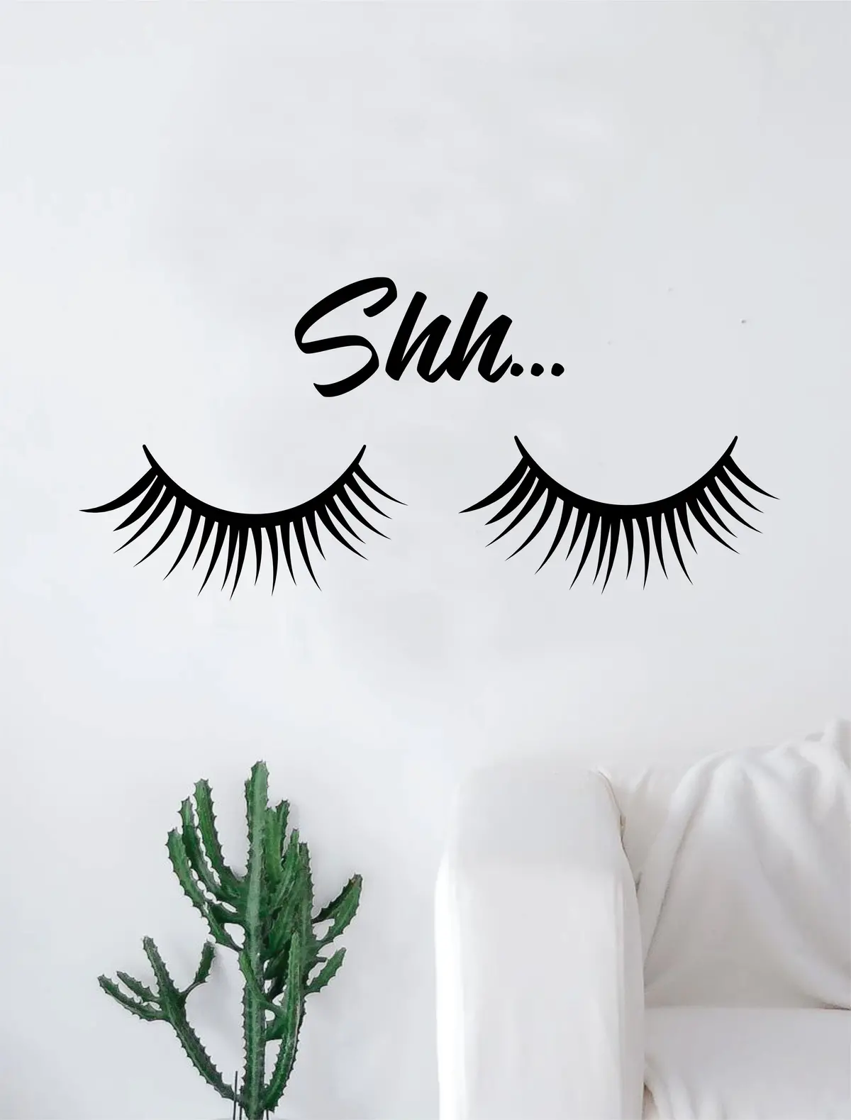 Shh Eyelashes Beautiful Design Decal Sticker Wall Vinyl Decor Art Eyebrows Make Up Cosmetics Beauty Salon Mua Lashes 1