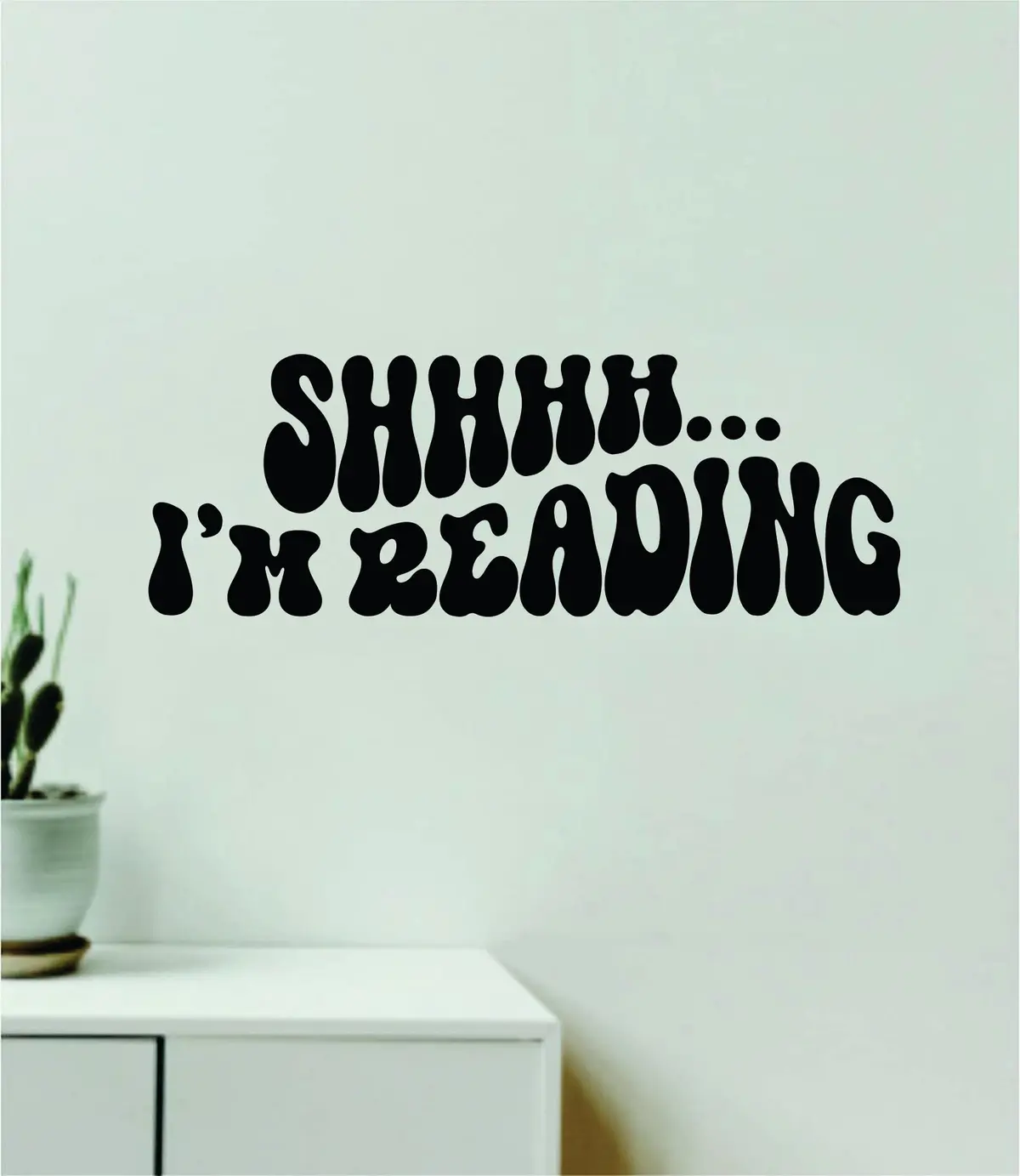 Shh I'm Reading V2 Wall Decal Sticker Quote Wall Vinyl Art Bedroom Home Decor Inspirational Teen Baby Nursery Playroom School Teacher Classroom Boy Girl Books Library Learn 1