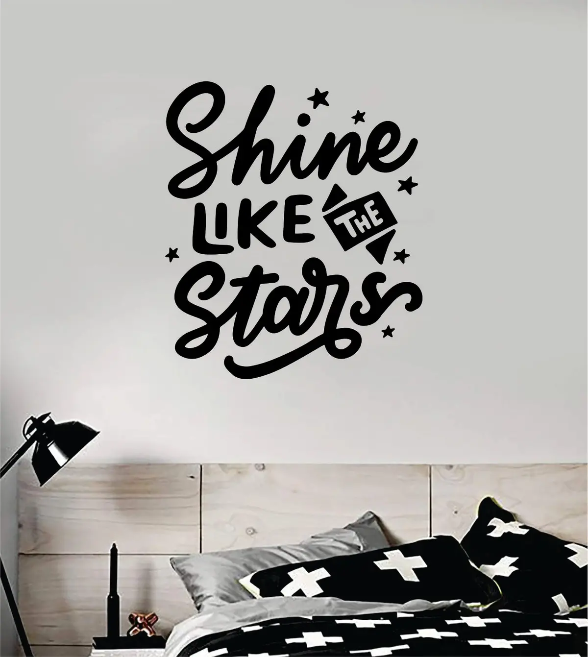 Shine Like The Stars Quote Wall Decal Sticker Bedroom Room Art Vinyl Inspirational Motivational Teen School Baby Nursery Kids 1