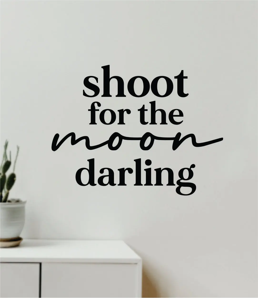 Shoot For The Moon Darling Quote Wall Decal Sticker Vinyl Art Decor Bedroom Room Boy Girl Inspirational Motivational School Nursery Baby Good Vibes 1