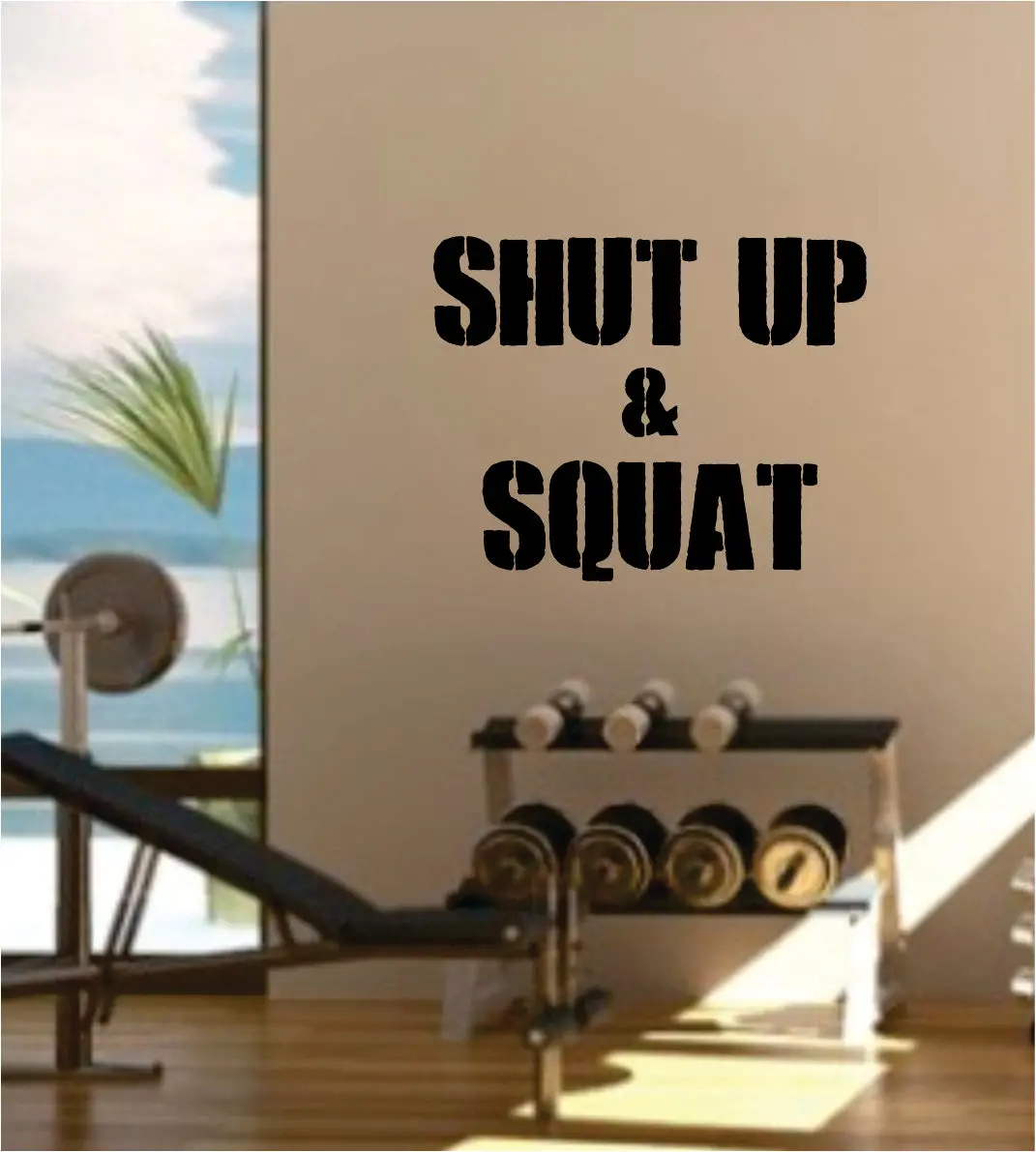 Shut Up And Squat Decal Sticker Wall Vinyl Art Wall Bedroom Room Decor Motivational Inspirational Teen Sports Gym Fitness 1