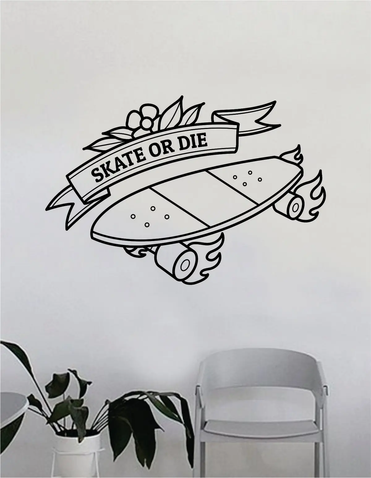 Skate Or Design Wall Decal Decor Decoration Sticker Vinyl Art Bedroom Room Teen Quote Sports Skating Skateboard 1