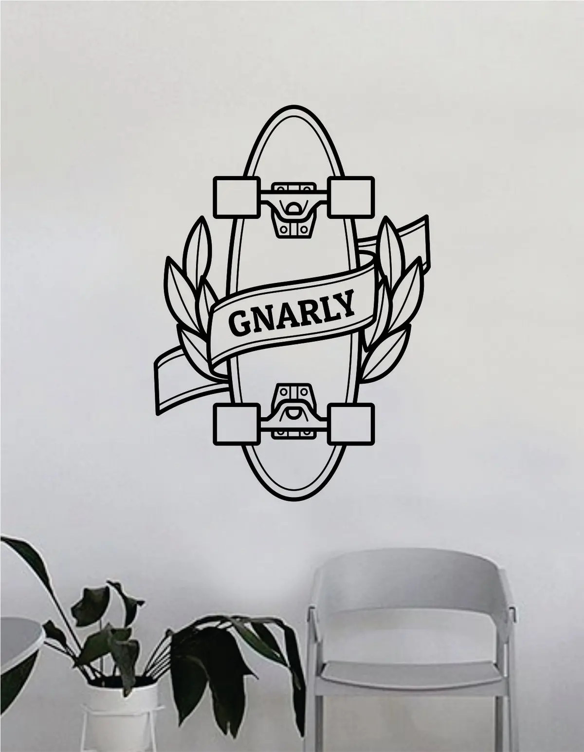 Skateboard Gnarly Design Wall Decal Decor Decoration Sticker Vinyl Art Bedroom Room Teen Quote Sports Skating Skater Skate 1