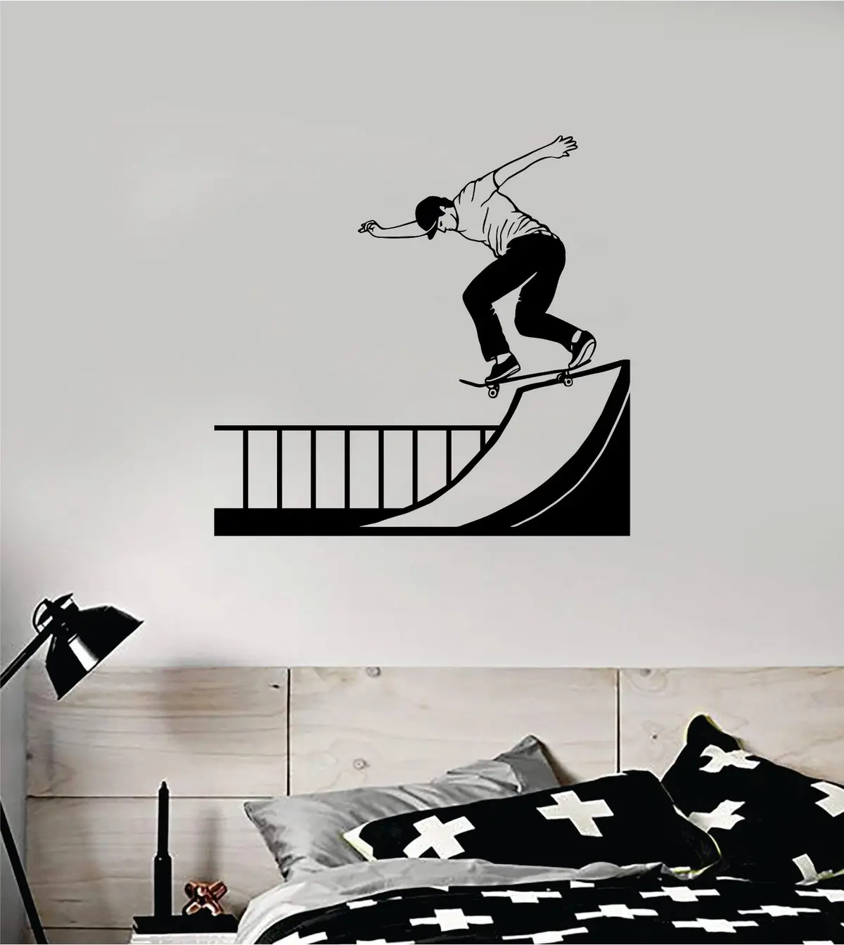 Skater Halfpipe Wall Decal Decor Sticker Vinyl Art Bedroom Room Teen Sports Skating Skateboard Skate Nursery Cool Boys 1