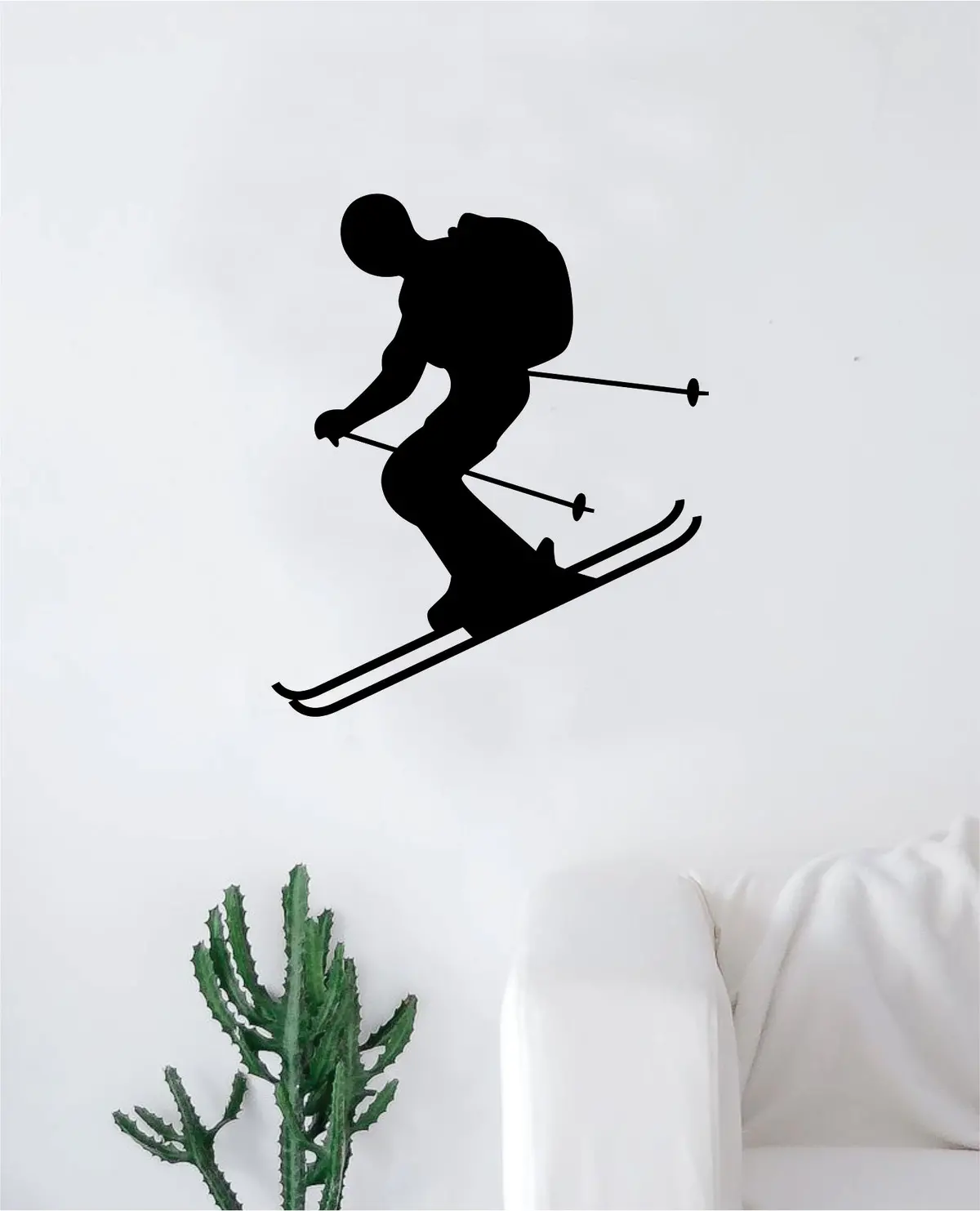 Skiing Wall Decal Sticker Vinyl Art Bedroom Room Home Decor Teen Baby Boy Girl Nursery Sports Snow Ski Skiier Mountains 1
