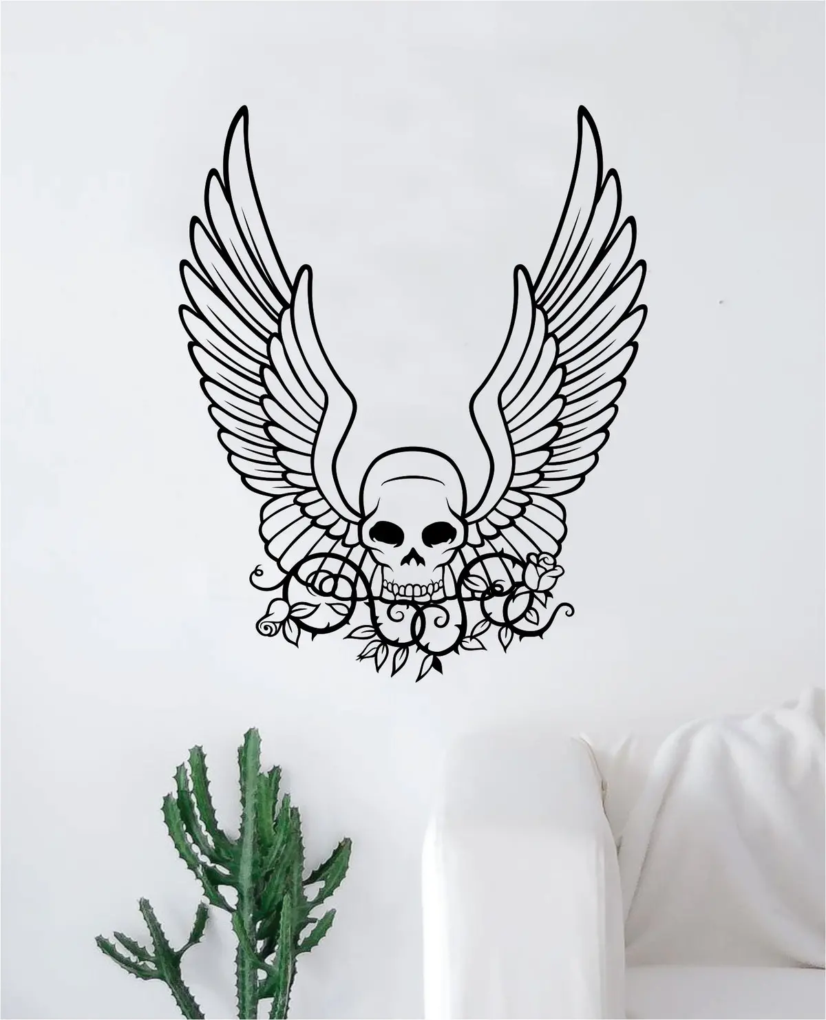 Skull Wings Roses Wall Decal Sticker Vinyl Art Bedroom Living Room Decor Teen 1