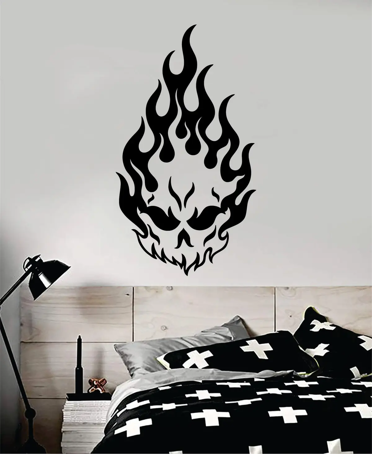 Skull Flames Wall Decal Home Decor Art Sticker Vinyl Bedroom Room Tattoo Tribal 1