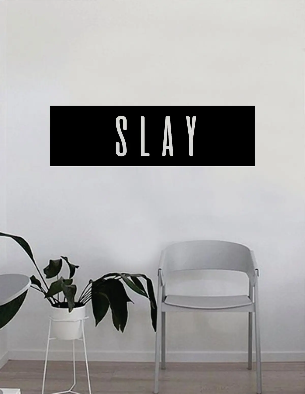 Slay Rectangle Quote Beautiful Design Decal Sticker Wall Vinyl Decor Art Eyebrows Eyelashes Lashes Make Up Cosmetics Beauty Salon Mua 1