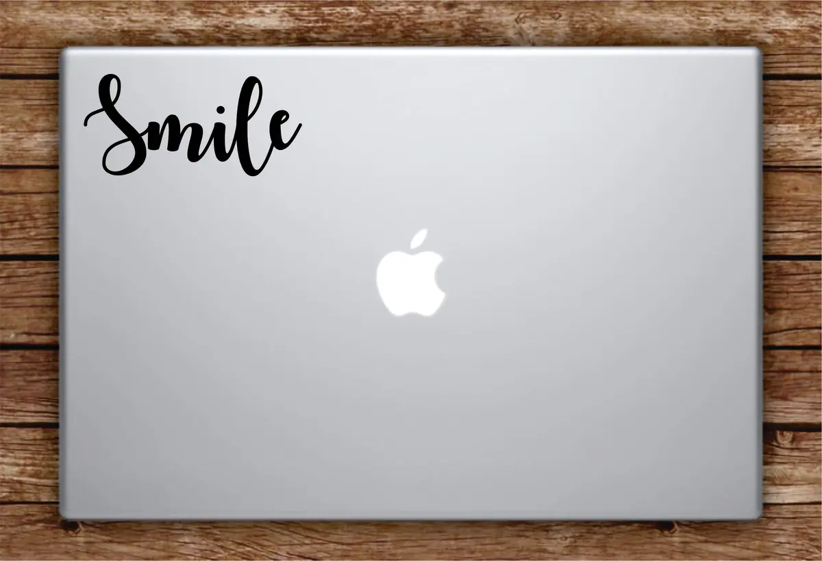 Smile Quote Laptop Apple Macbook Car Quote Wall Decal Sticker Art Vinyl Inspirational Happy Happiness Good Vibes 1