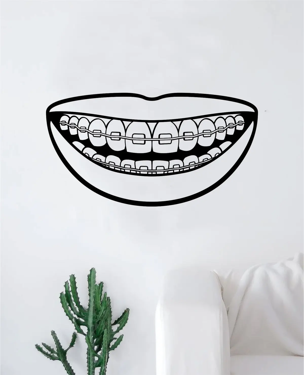 Smile Braces Wall Decal Sticker Vinyl Art Bedroom Room Home Decor Quote Inspirational Dentist Office Teeth 1
