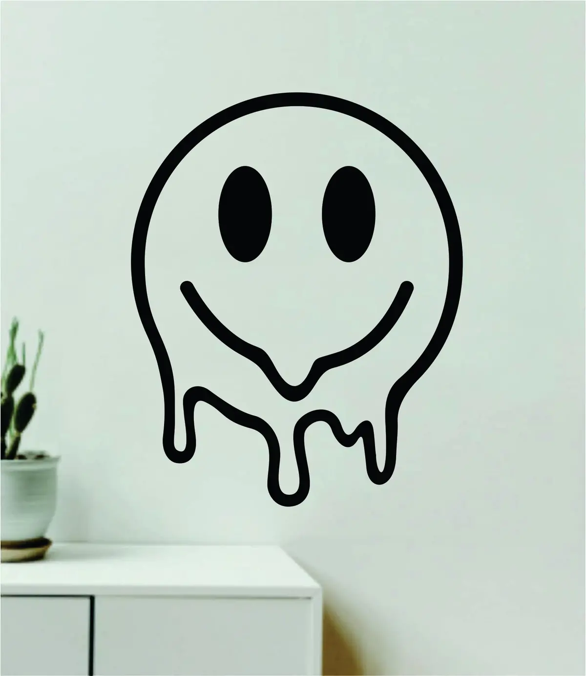 Smiley Face Melting Wall Decal Sticker Quote Wall Vinyl Art Bedroom Home Decor Girls Trippy Funny Cute Good Vibes Aesthetic Trendy 1