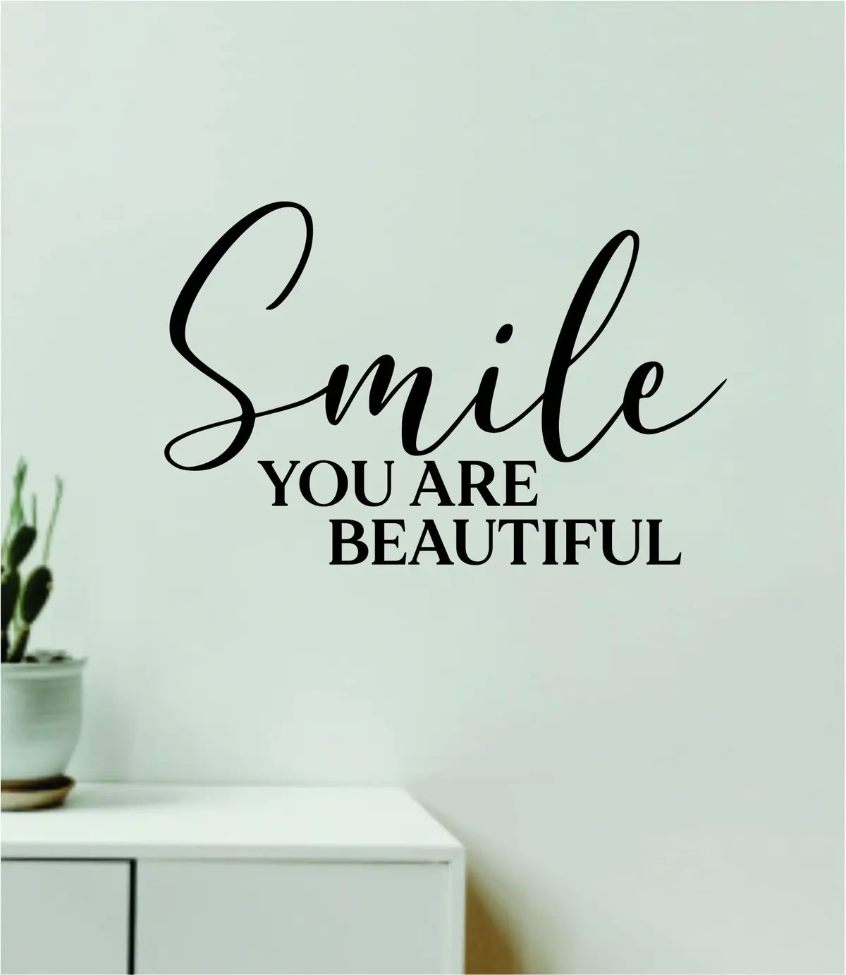 Smile You Are Beautiful Quote Wall Decal Sticker Vinyl Art Decor Bedroom Room Boy Girl Inspirational Motivational School Nursery Good Vibes 1