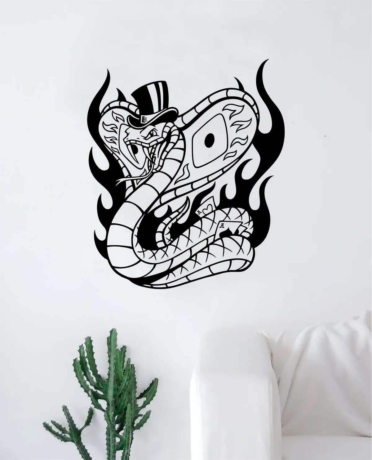 Snake Cards Tophat Flames Wall Decal Decor Art Sticker Vinyl Room Bedroom Teen Kids Animal Desert Reptile Vegas 1