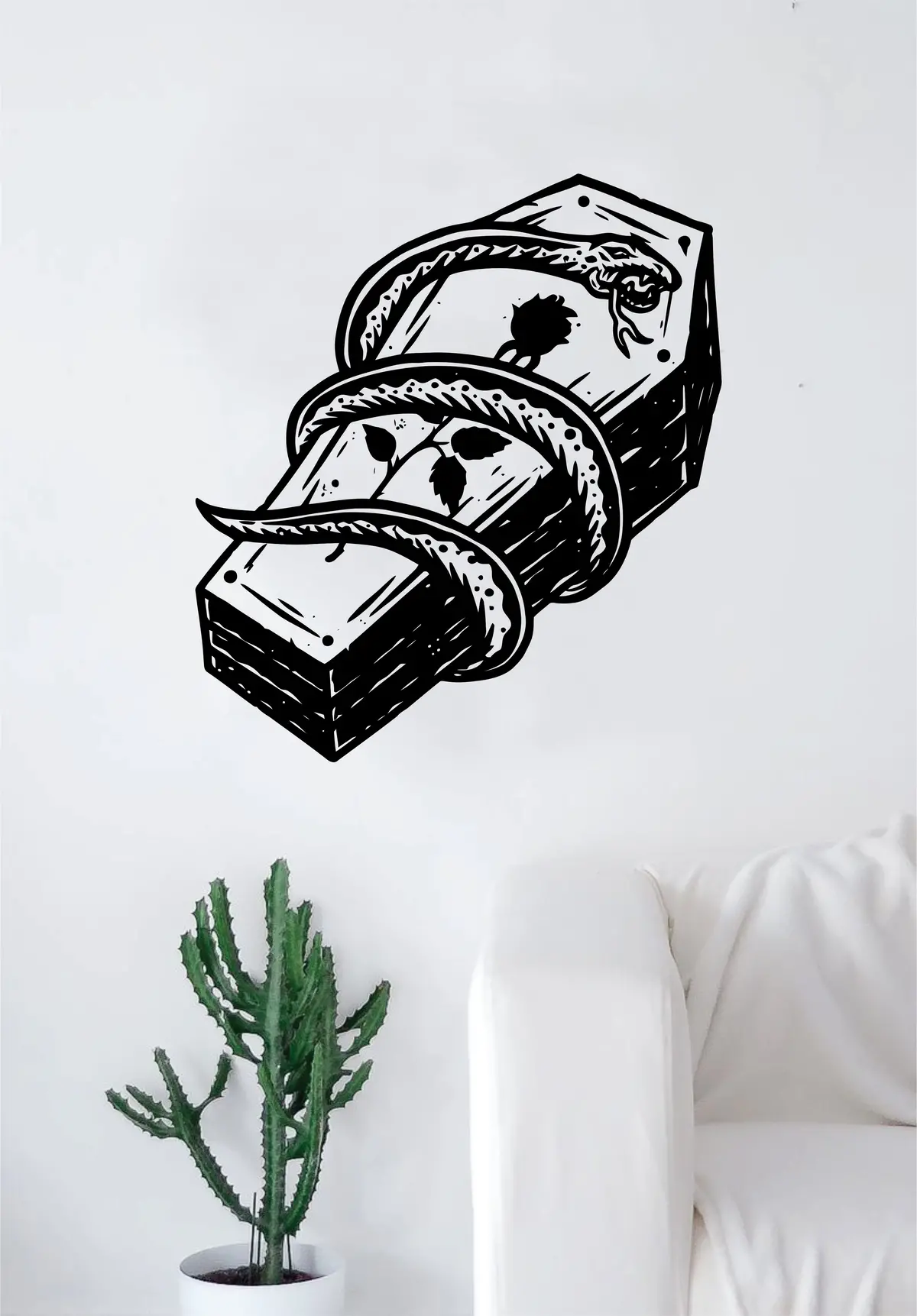 Snake Rose Coffin Wall Decal Sticker Vinyl Art Bedroom Living Room Home Decor Tattoo Animals 1
