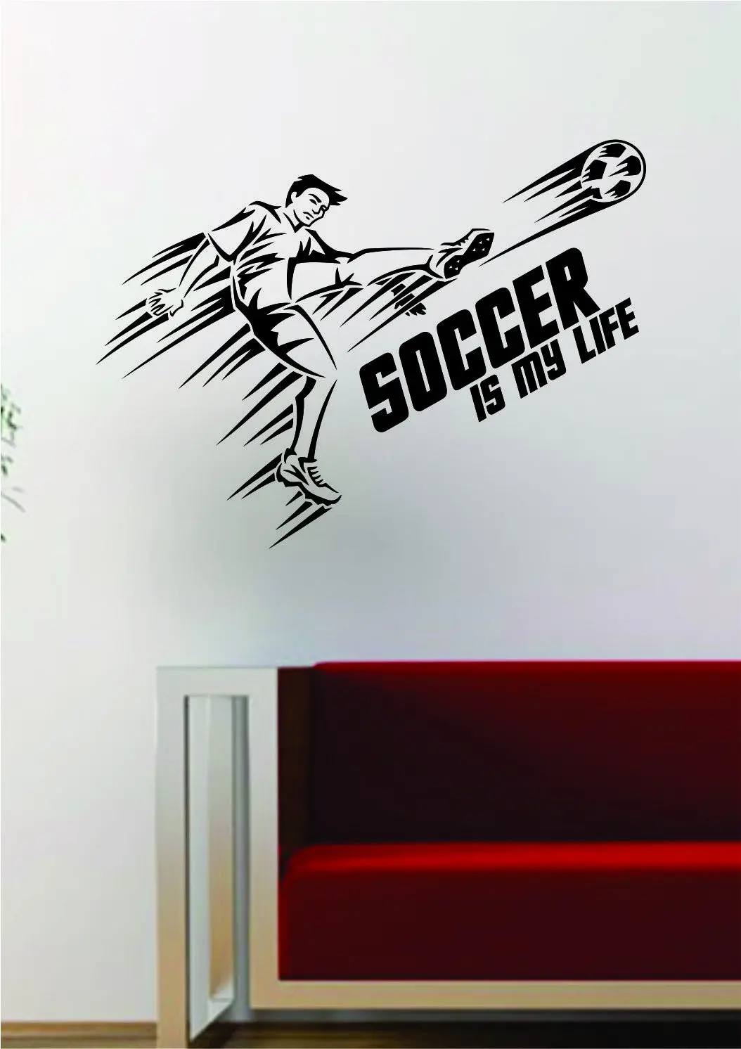 Soccer Player Soccer Is My Life Quote Decal Sticker Wall Vinyl Art Decor Home Sports Futbol World Cup 1