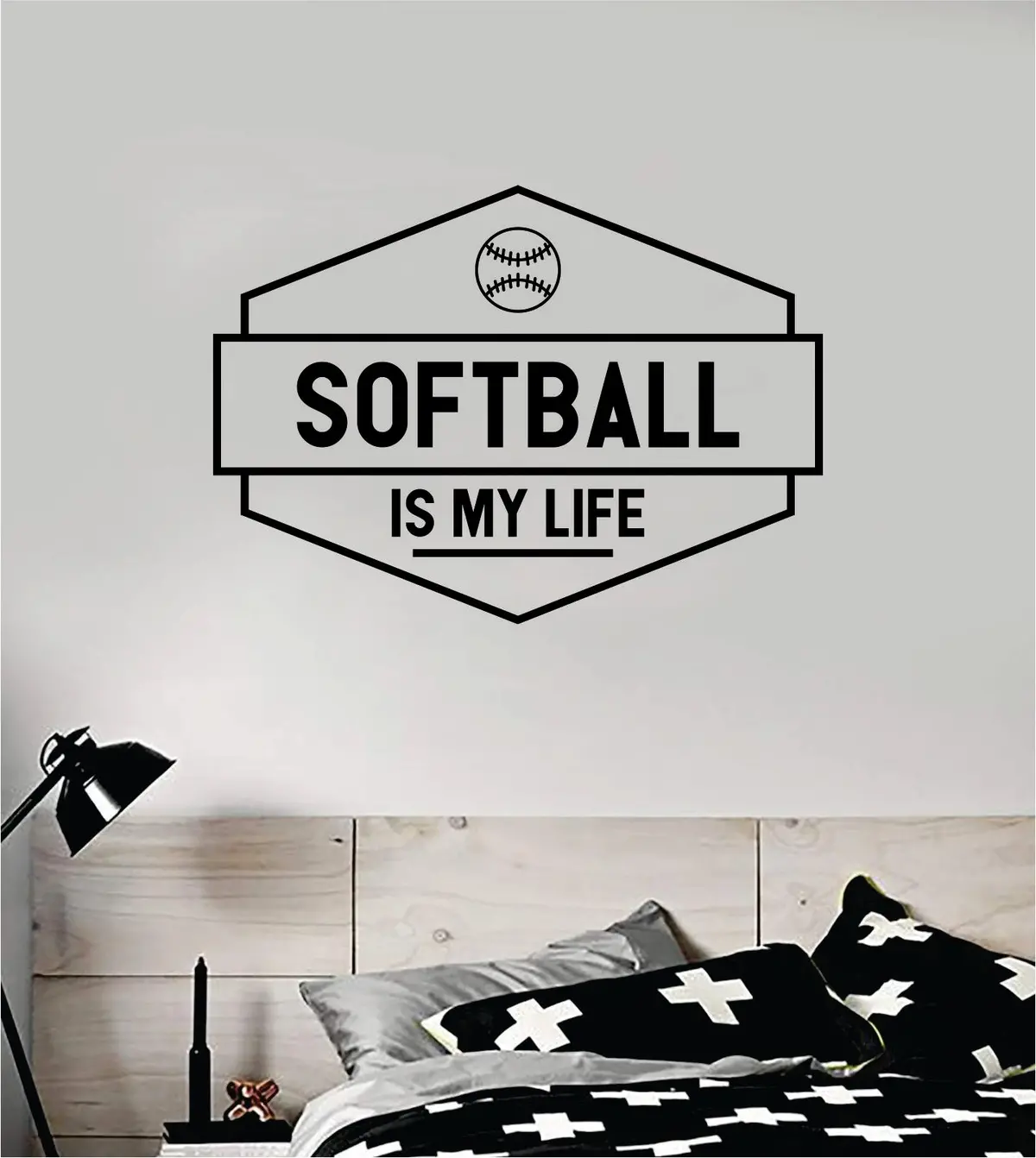 Softball Is My Life V3 Wall Decal Sticker Vinyl Art Bedroom Room Home Decor Quote Ball Kids Teen Baby Boy Girl Nursery School Fitness Inspirational Baseball 1