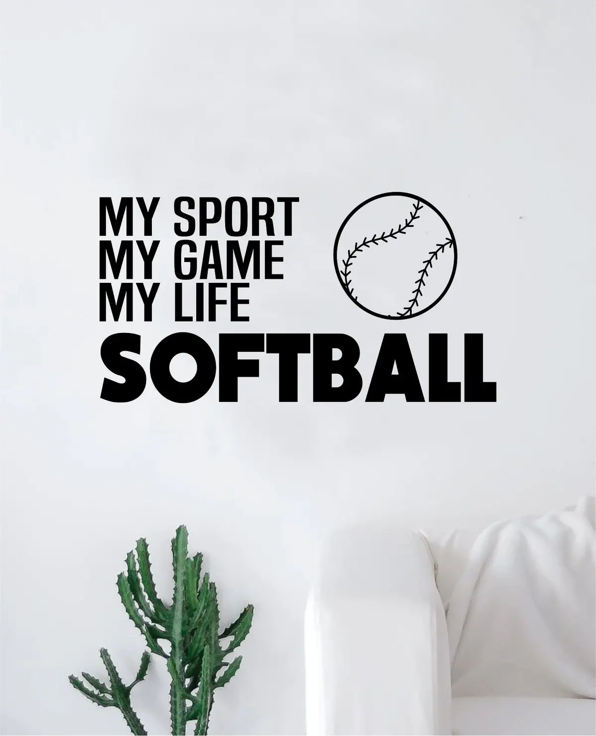 Softball My Sport Game Life Wall Decal Sticker Vinyl Art Bedroom Room Home Decor Quote Ball Kids Teen Baby Boy Girl Nursery School Fitness Inspirational 1