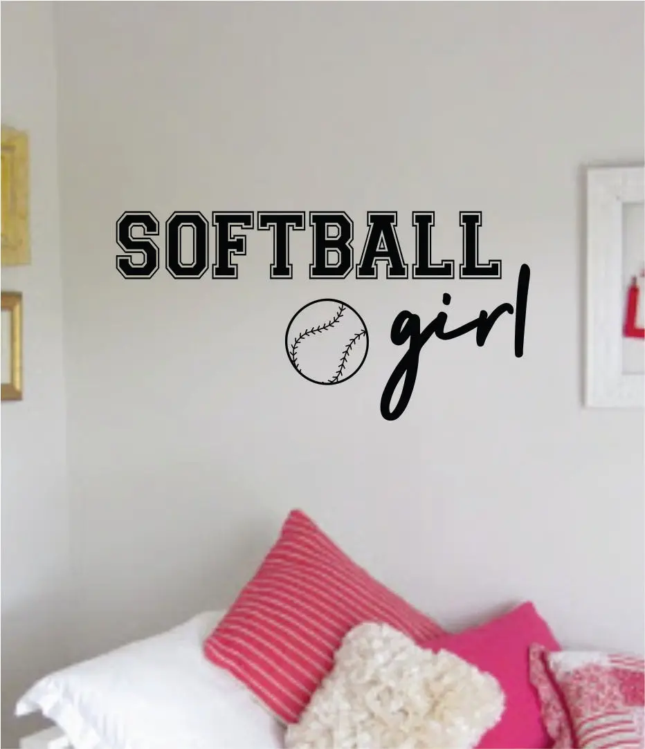 Softball Girl Wall Decal Sticker Vinyl Art Bedroom Room Home Decor Quote Ball Teen Baby Nursery Fitness Inspirational Sports Baseball 1