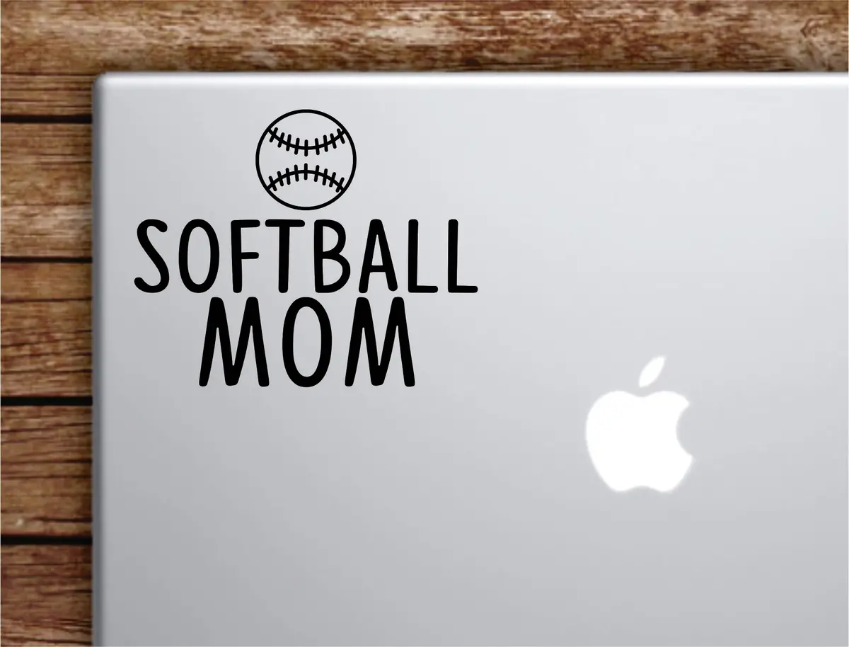 Softball Mom Laptop Wall Decal Sticker Vinyl Art Quote Macbook Apple Decor Car Window Truck Teen Inspirational Girls Sports Baseball 1