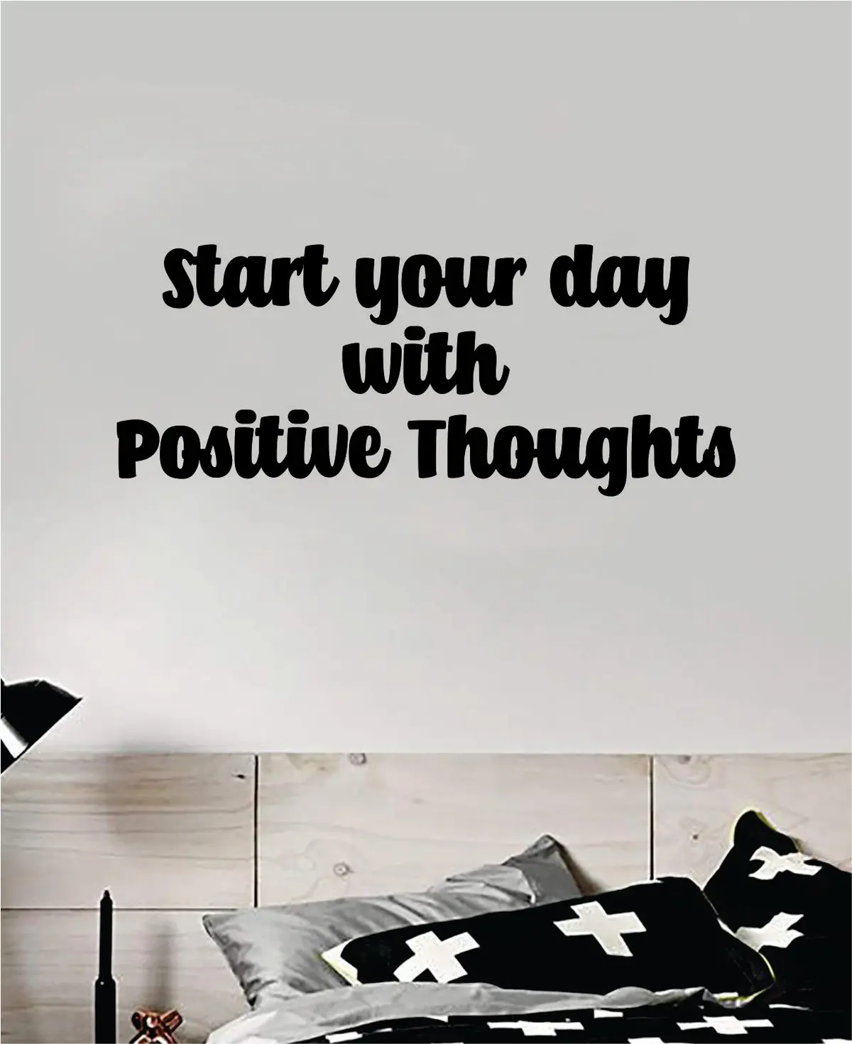 Start Your Day With Positive Thoughts Wall Decal Home Decor Bedroom Room Vinyl Sticker Teen Art Quote Inspirational Motivational Girls School Nursery Good Vibes 1
