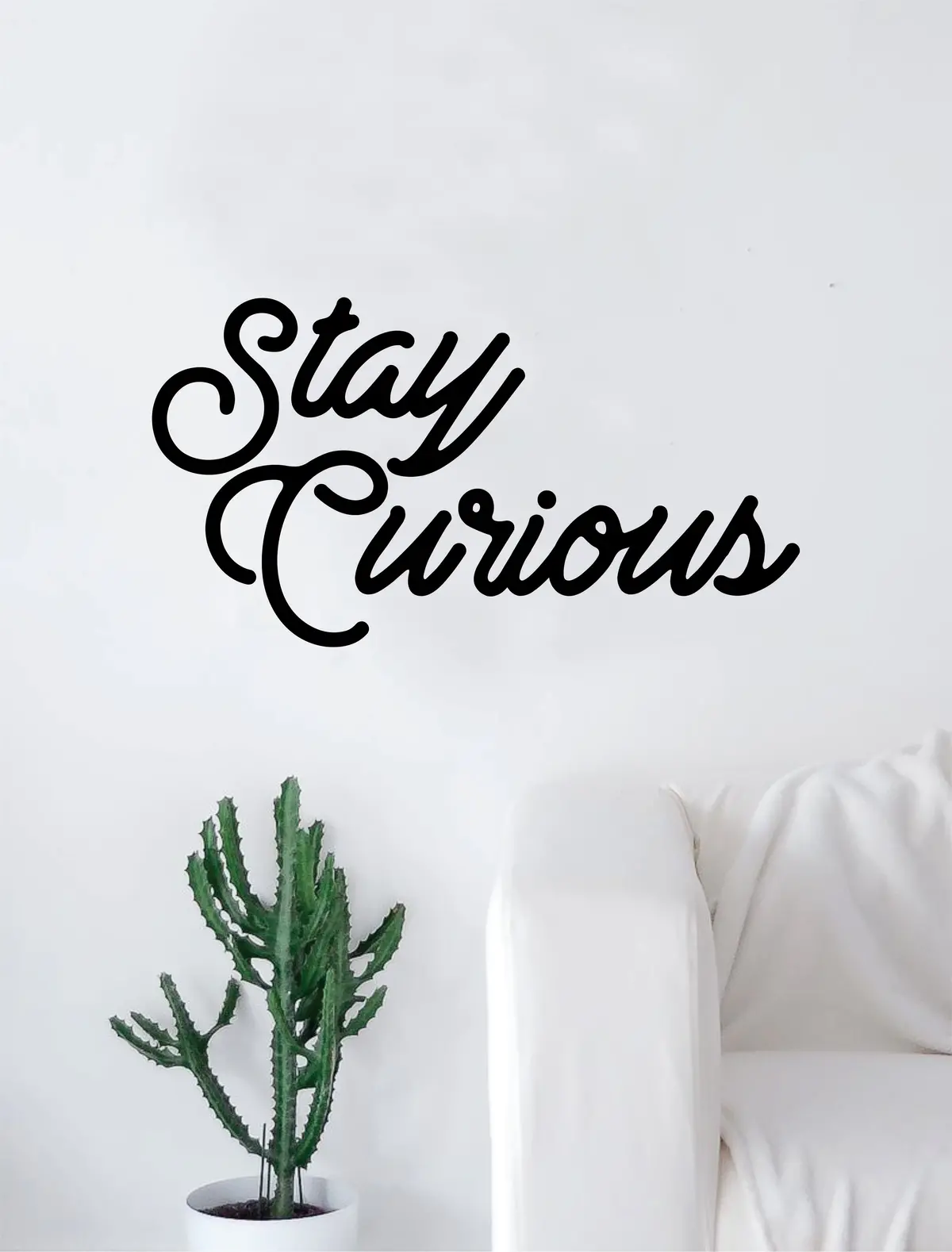 Stay Curious Quote Decal Sticker Wall Vinyl Art Home Decor Decoration Teen Inspire Inspirational Motivational Living Room Bedroom Science School Smart 1