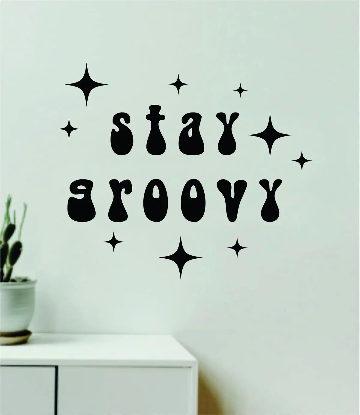 Stay Groovy Quote Wall Decal Sticker Bedroom Room Art Vinyl Inspirational Girls Aesthetic Hippie 1