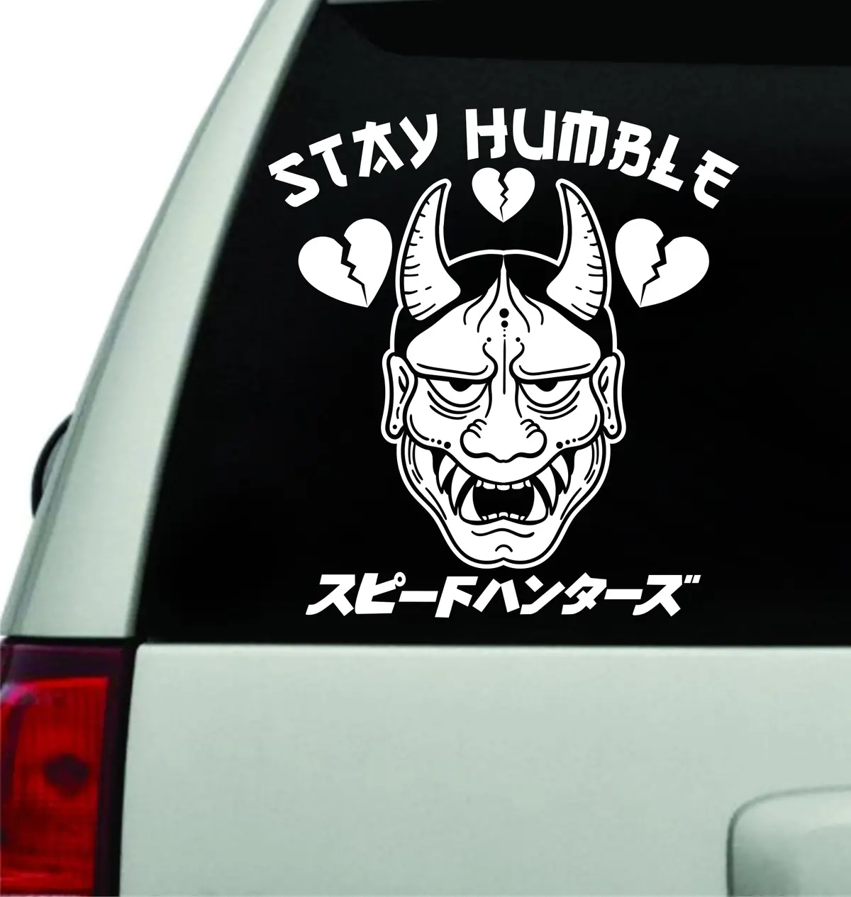 Stay Humble Hannya Mask Speedhunter Broken Heart Japanese Wall Decal Car Truck Window Windshield Jdm Sticker Vinyl Lettering Quote Drift Boy Girl Funny Sadboyz Racing Men Club Oni Mask 1
